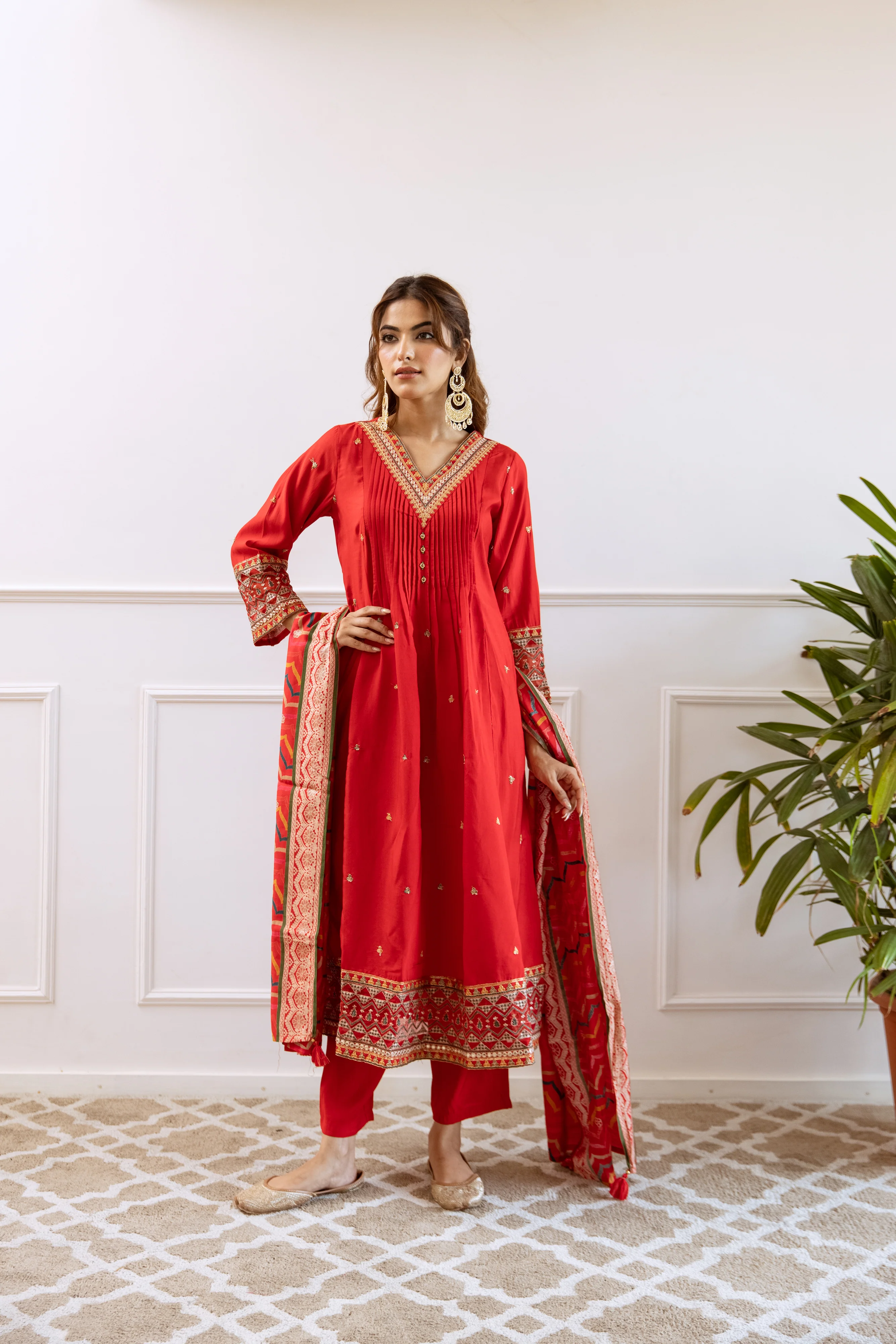 Gauri Crimson Heavy Work Suit Set - Image 8