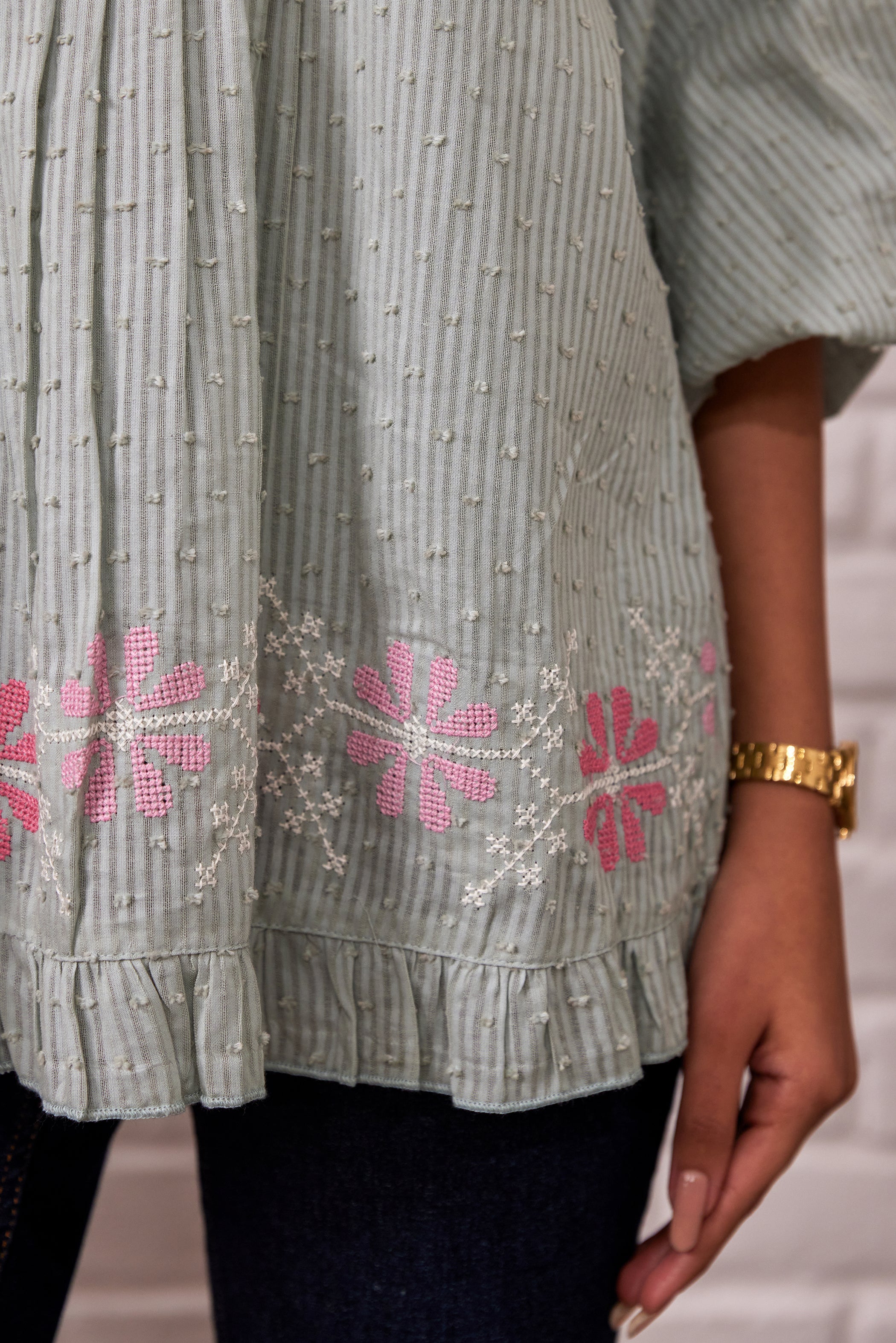 Konkana Fern Cotton Embroidery Top - Image 5