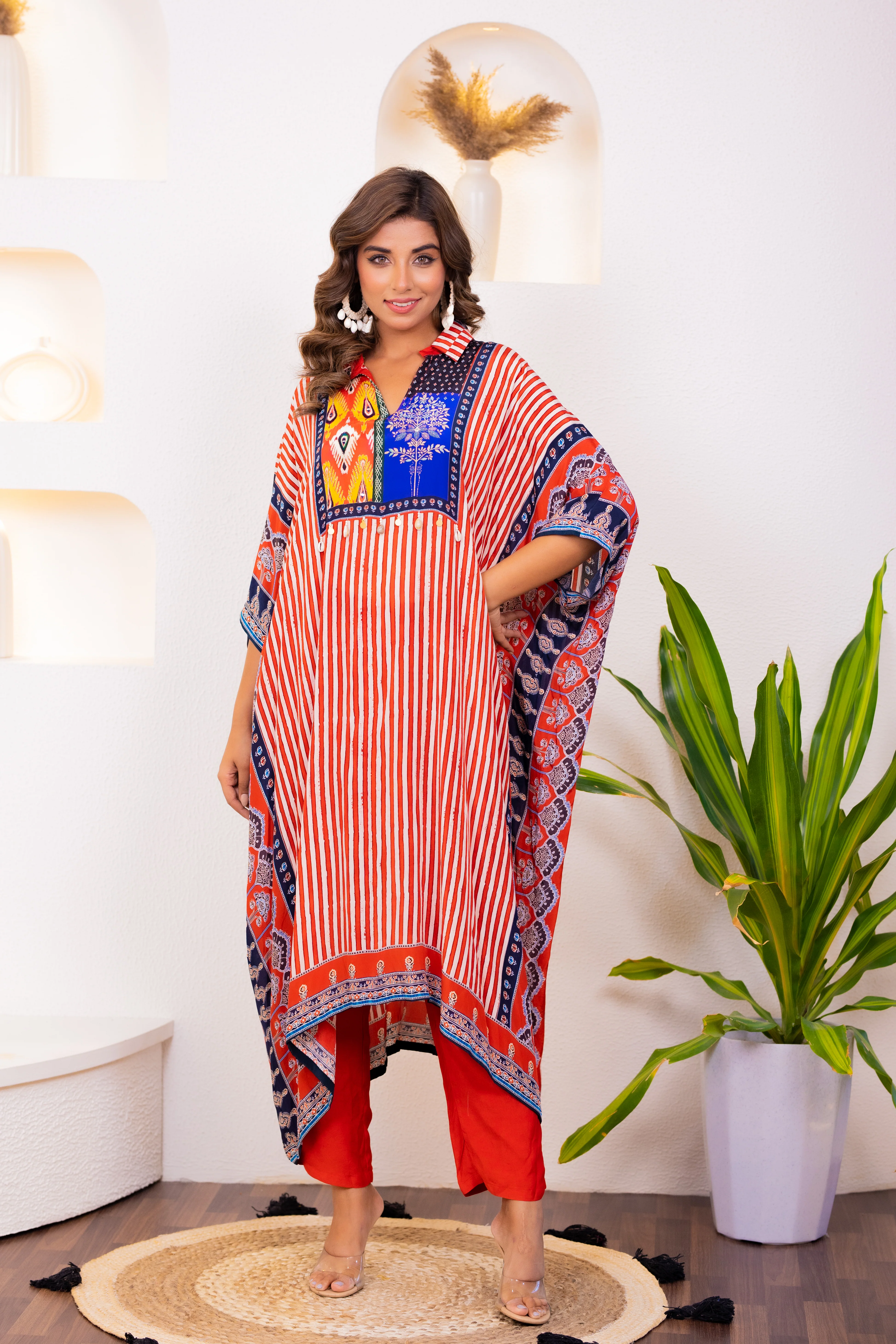 Maurya Scarlet Premium Muslin Kaftan Pant Set - Image 2