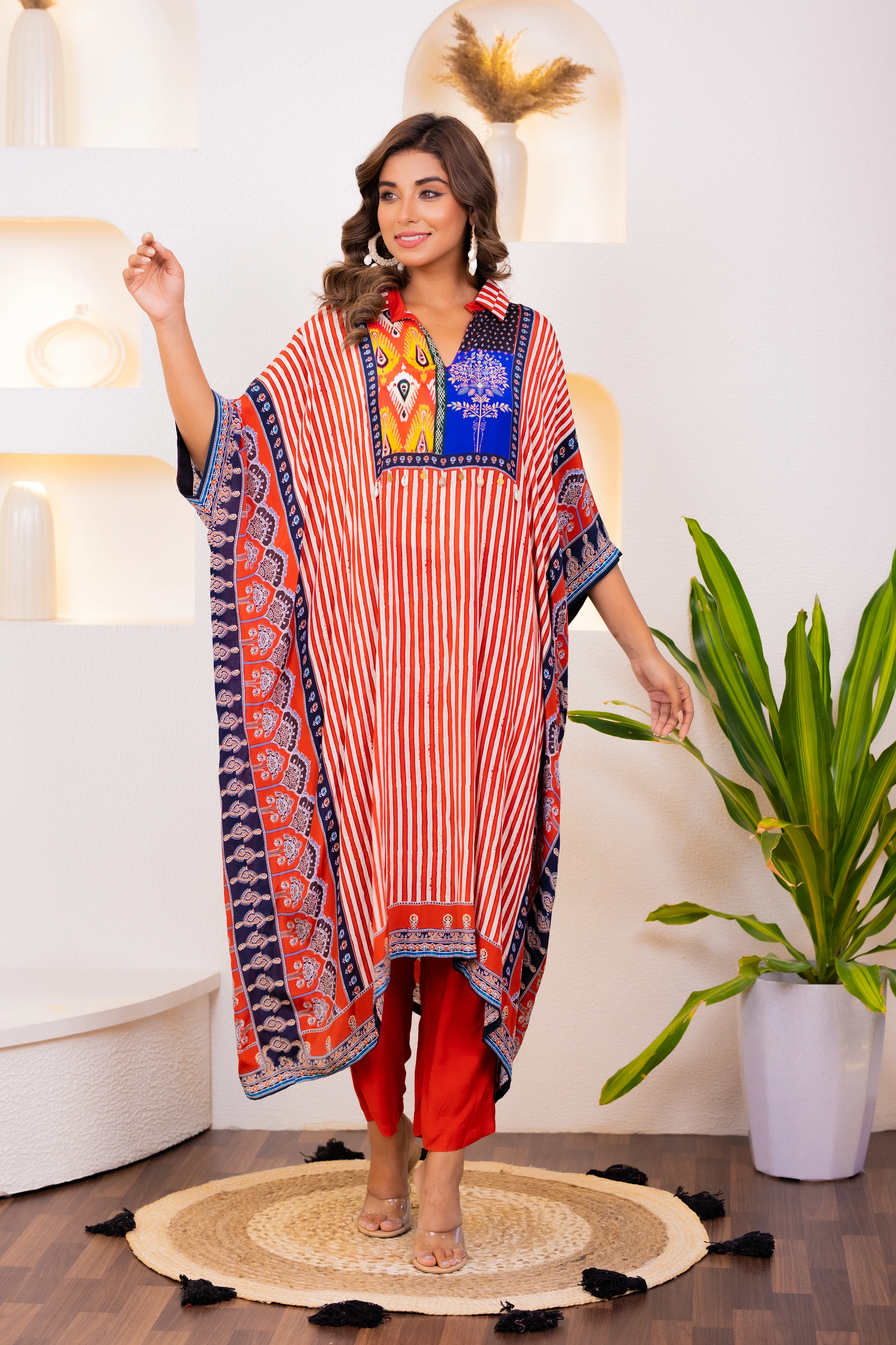 Maurya Scarlet Premium Muslin Kaftan Pant Set - Image 3