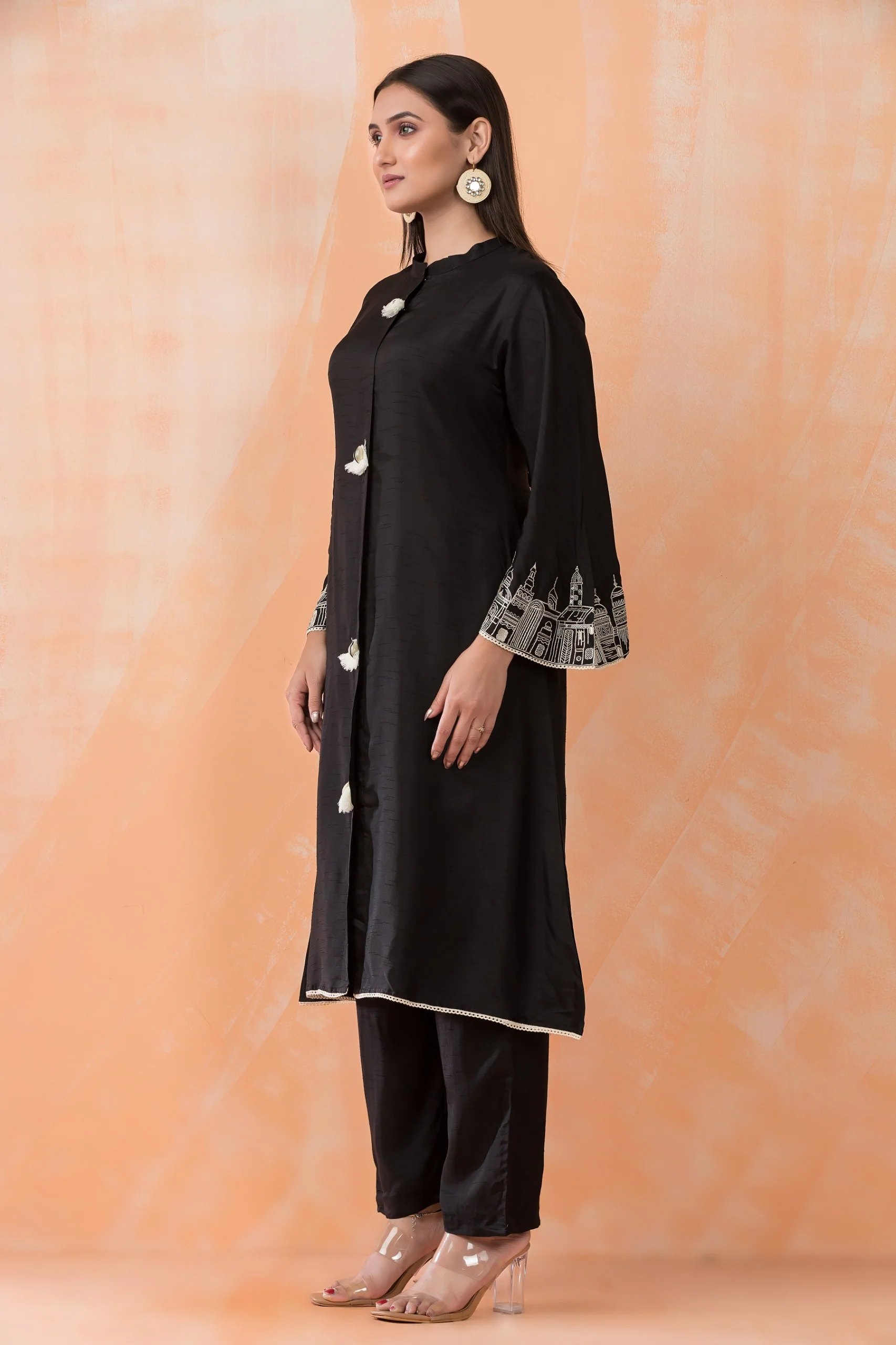 Niharika Jet Embroidered Designer Co-ord Set - Image 4