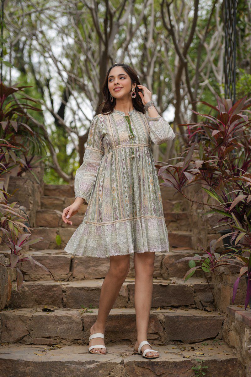 Jasheela Fern Printed Cotton Dress - Image 4