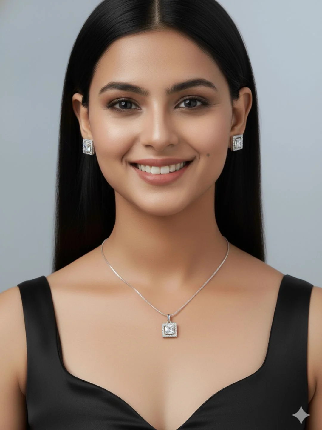 Shama Diamond Earing & Pendant Set - Image 10