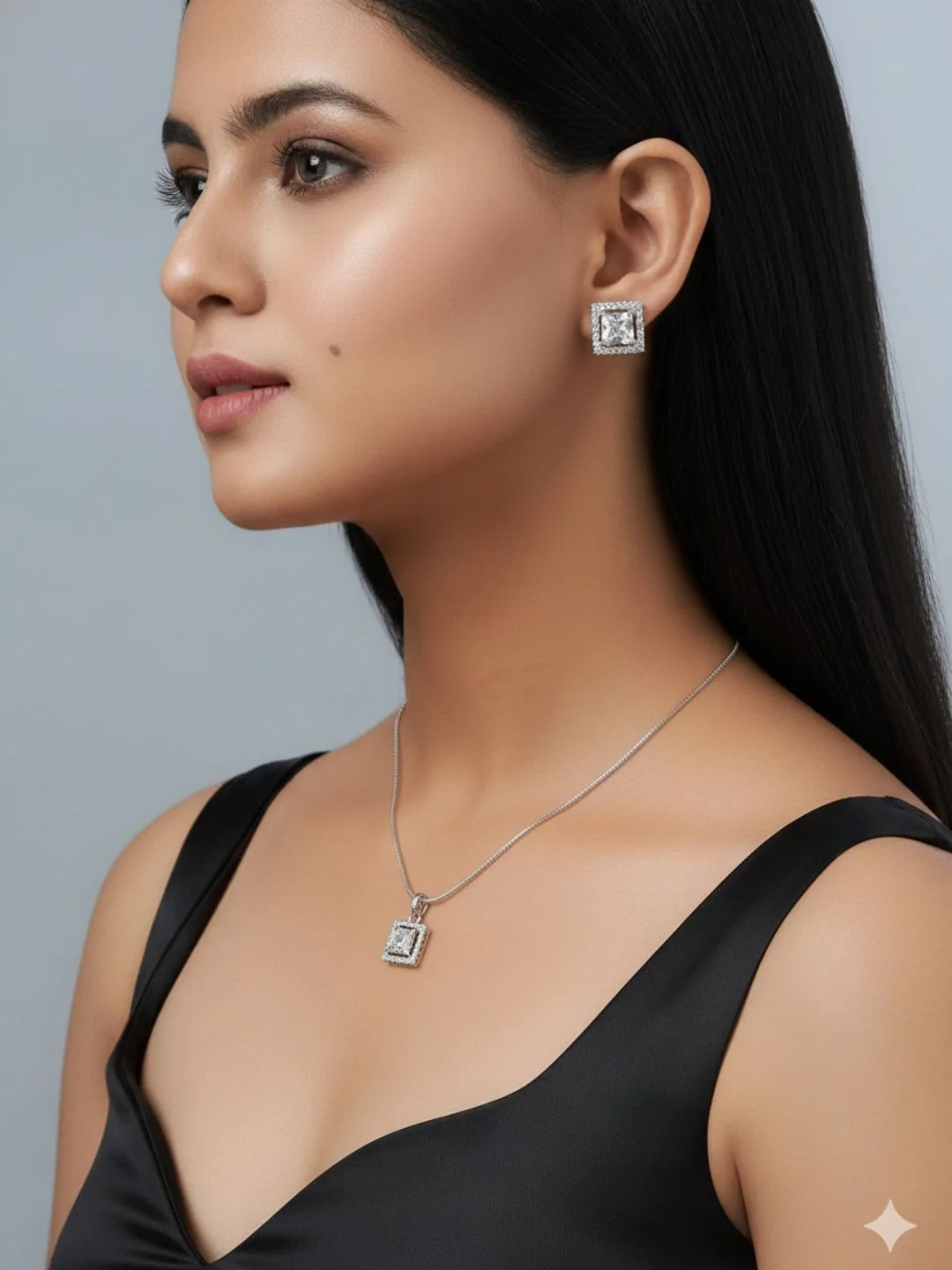Shama Diamond Earing & Pendant Set - Image 9