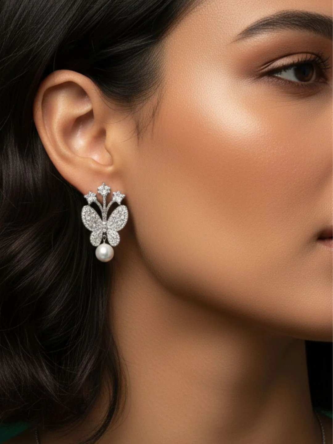 Savana Oxidised Pearl Earing & Pendant Set - Image 4