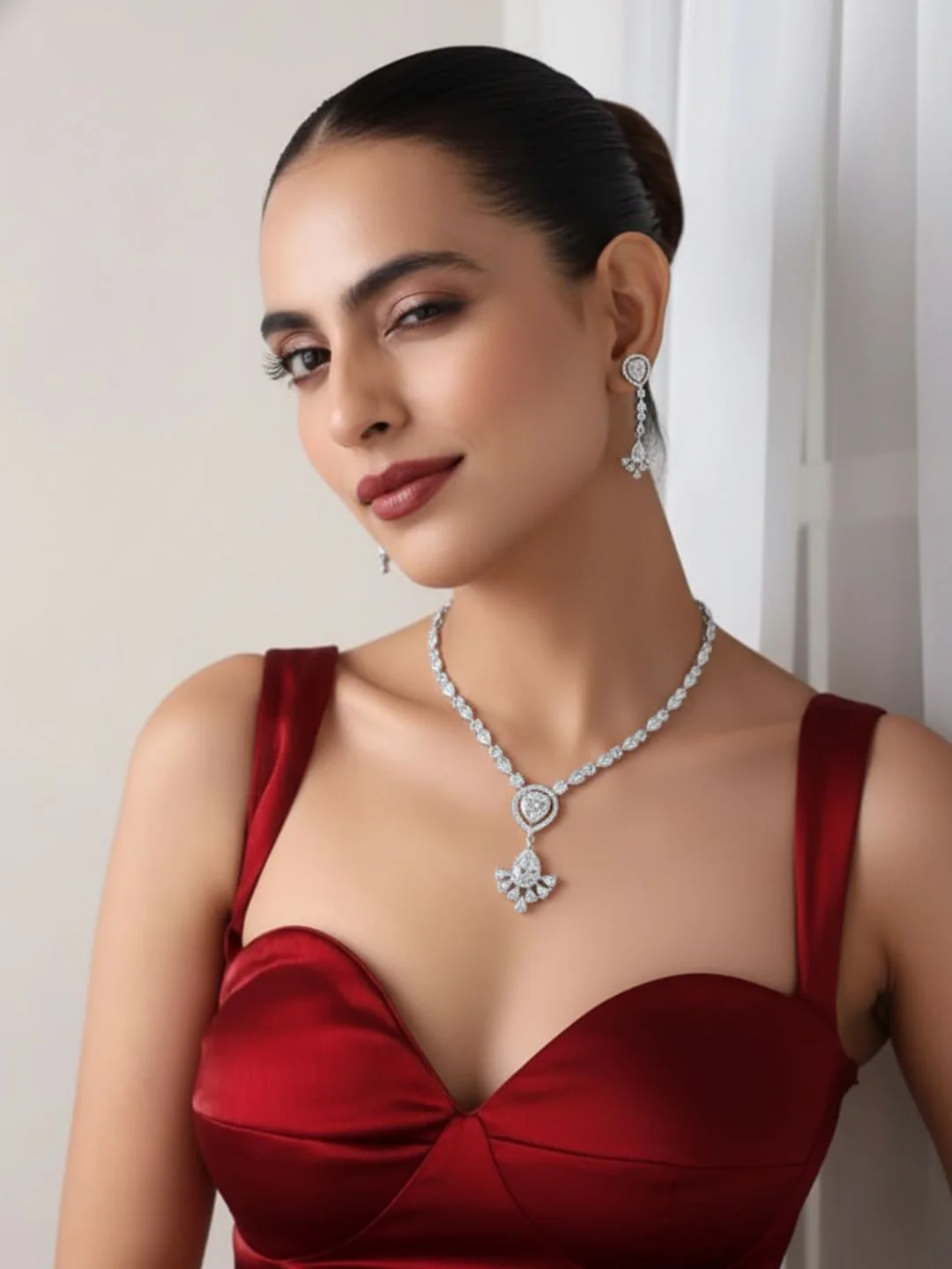 Antaara Diamond Necklace with Earings set - Image 7