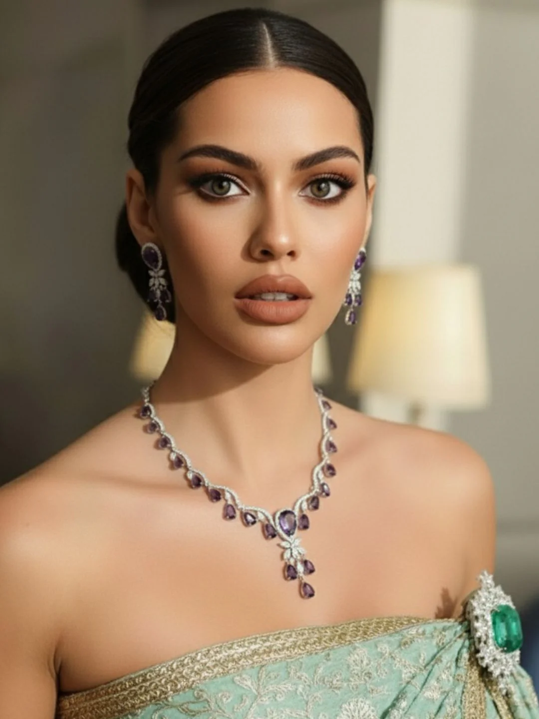 Antaara Diamond Necklace with Earings - Image 8
