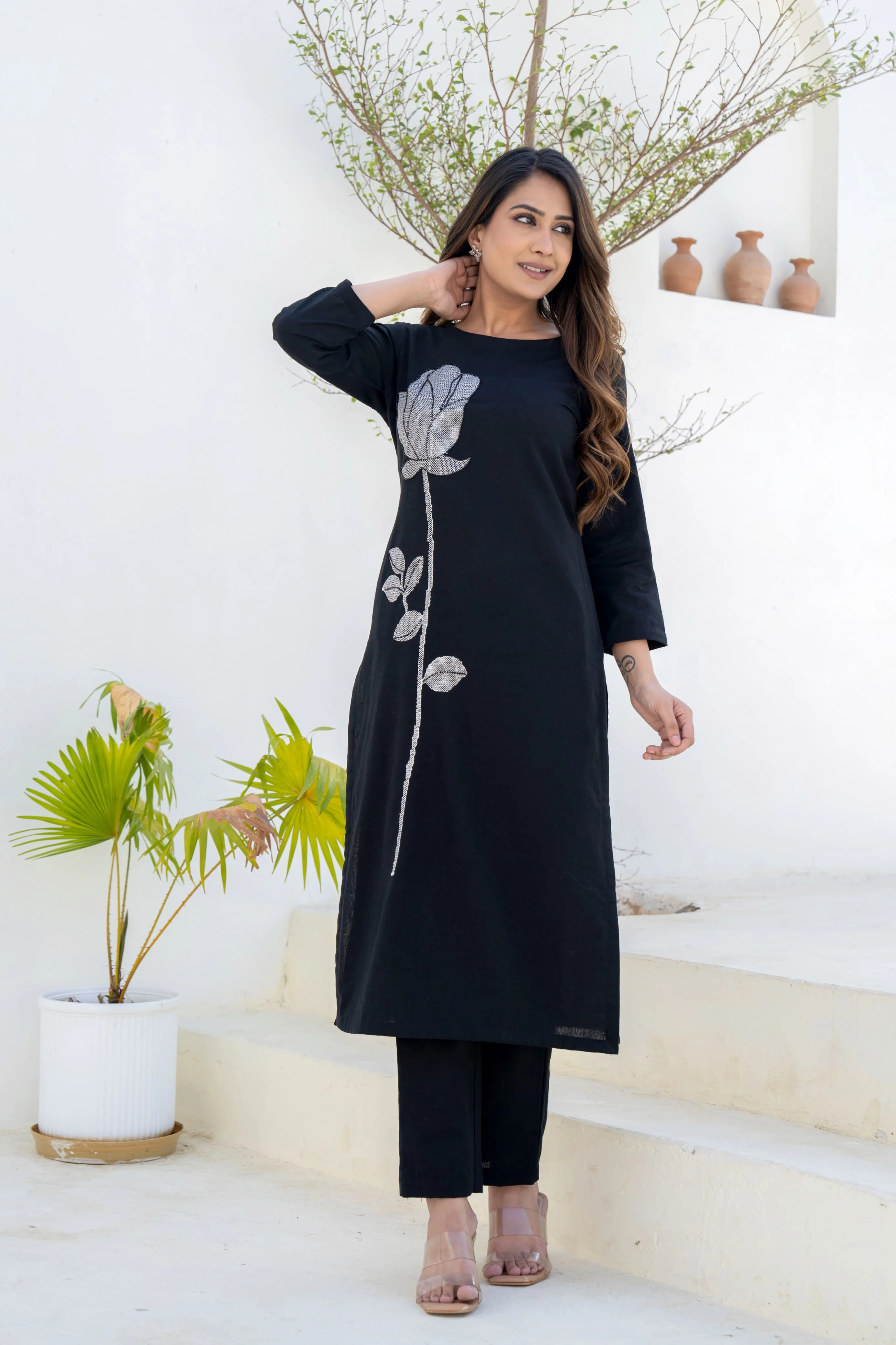 Bodhi Jade Embroidery Cotton Kurta Set - Image 5