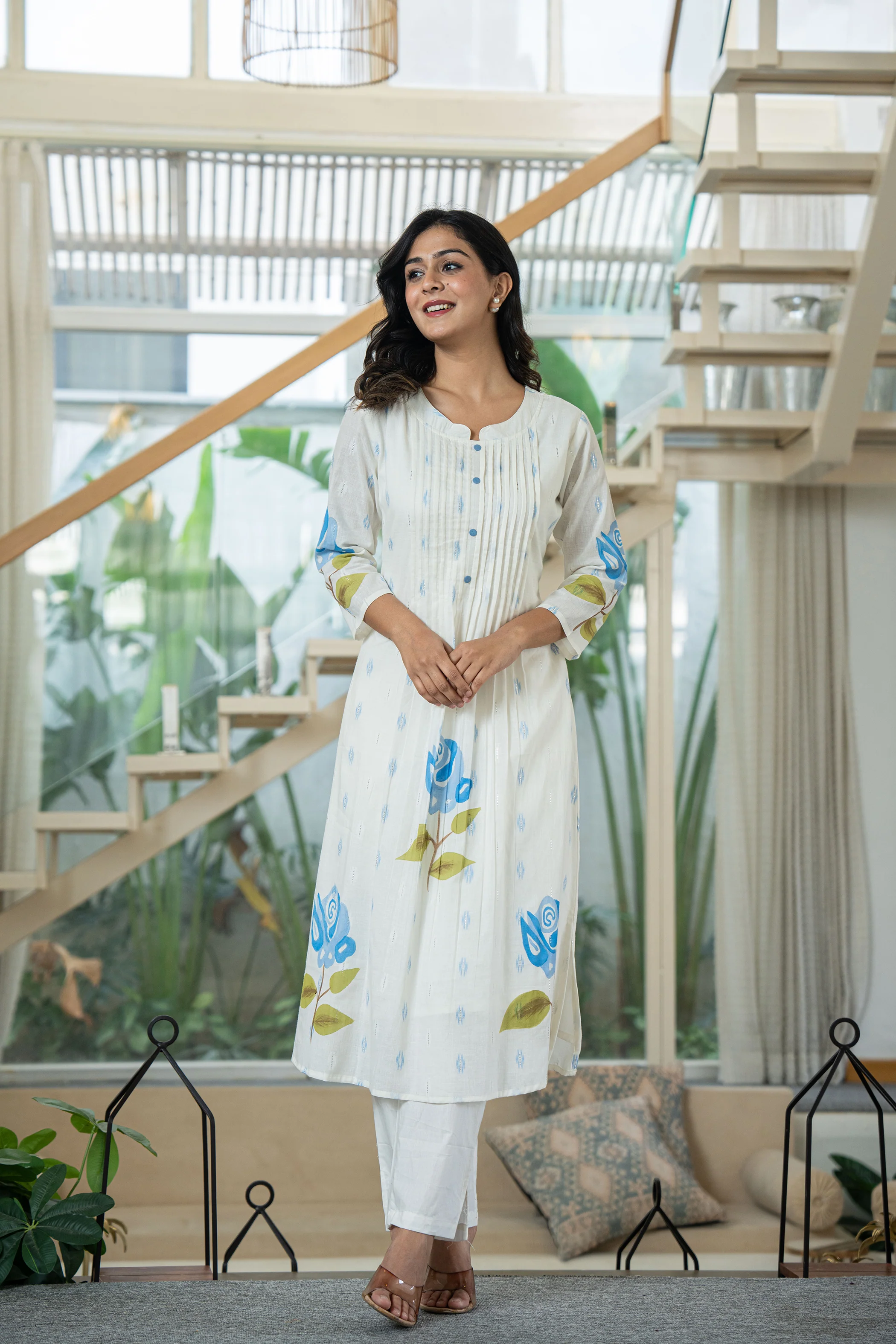 Hemal Softblue Digital Print Pure Cotton Mul Suit Set - Image 5