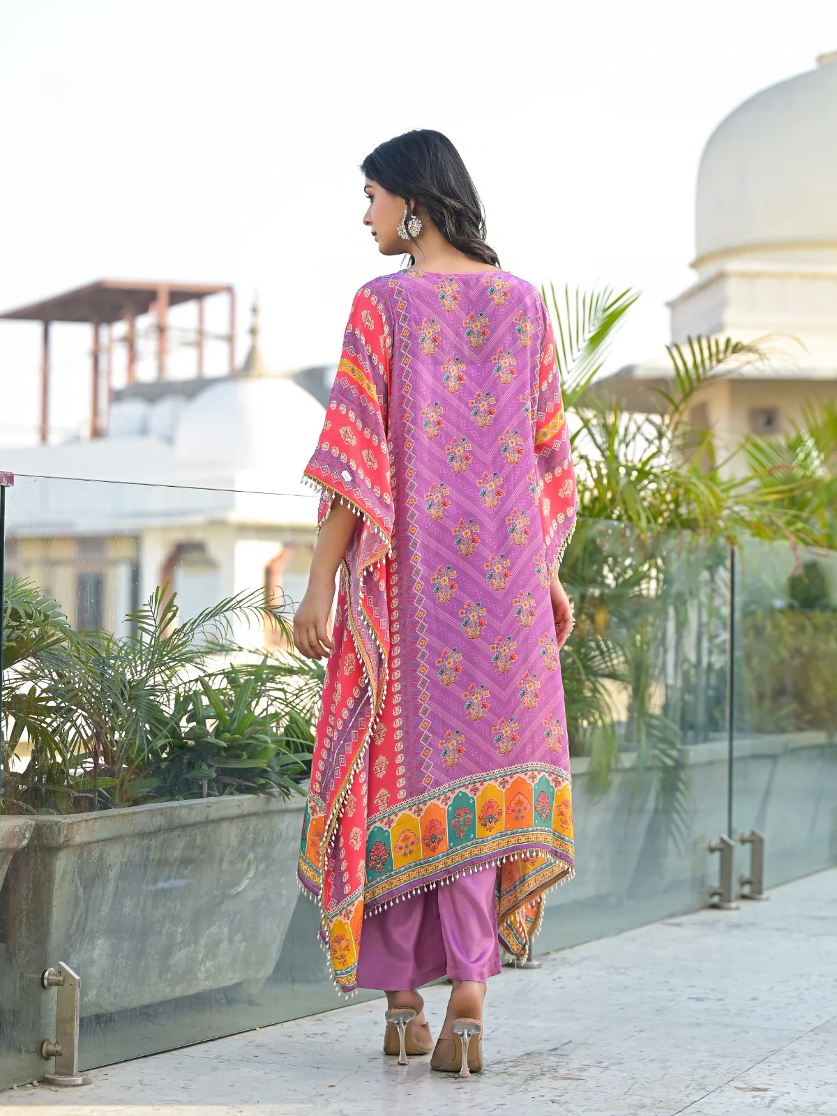 Mehna Lilac Full Heavy Work Kaftan Pant Set - Image 7