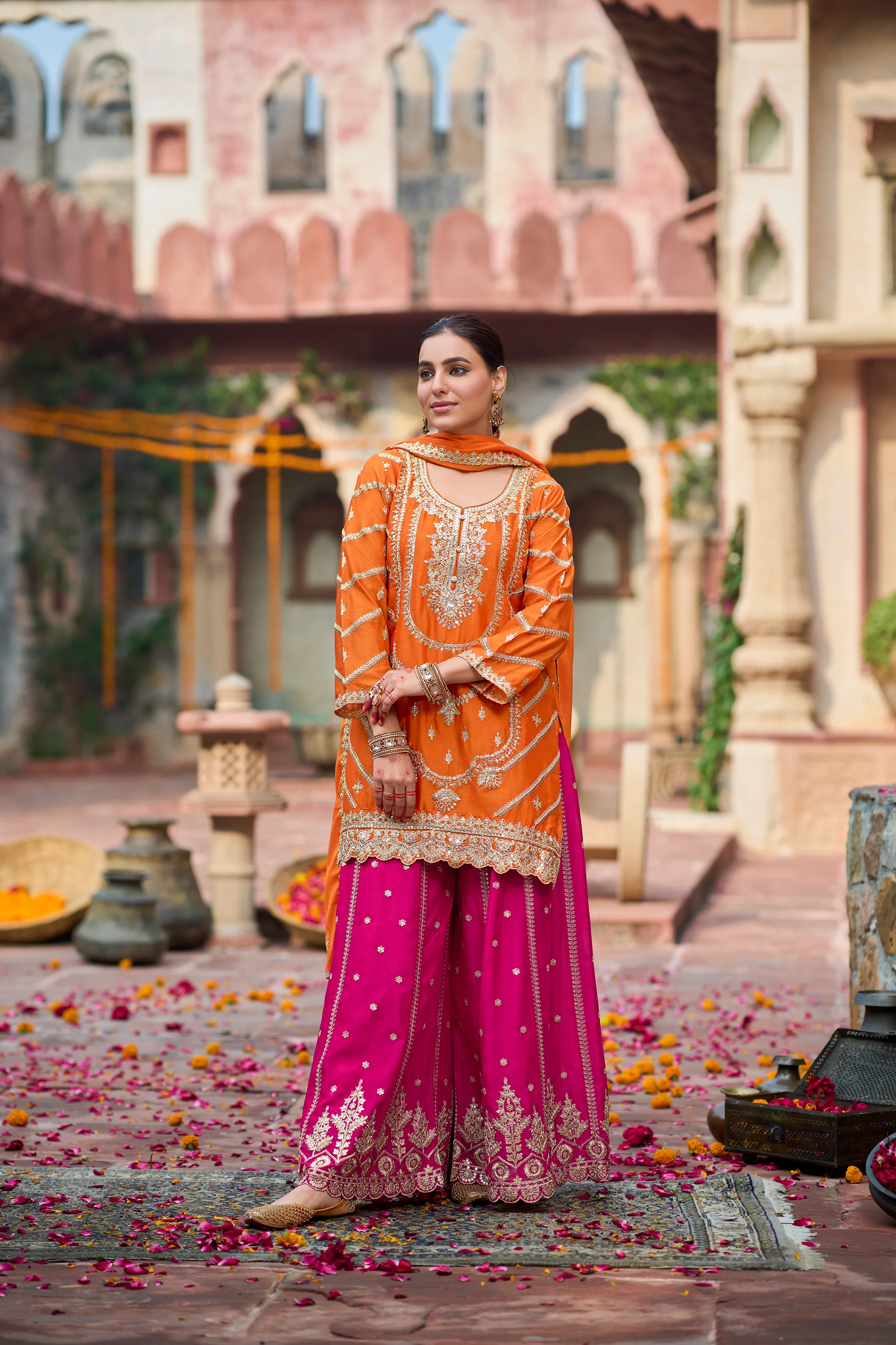Kanupriya Kesari Rose Full work Suit Set - Image 4