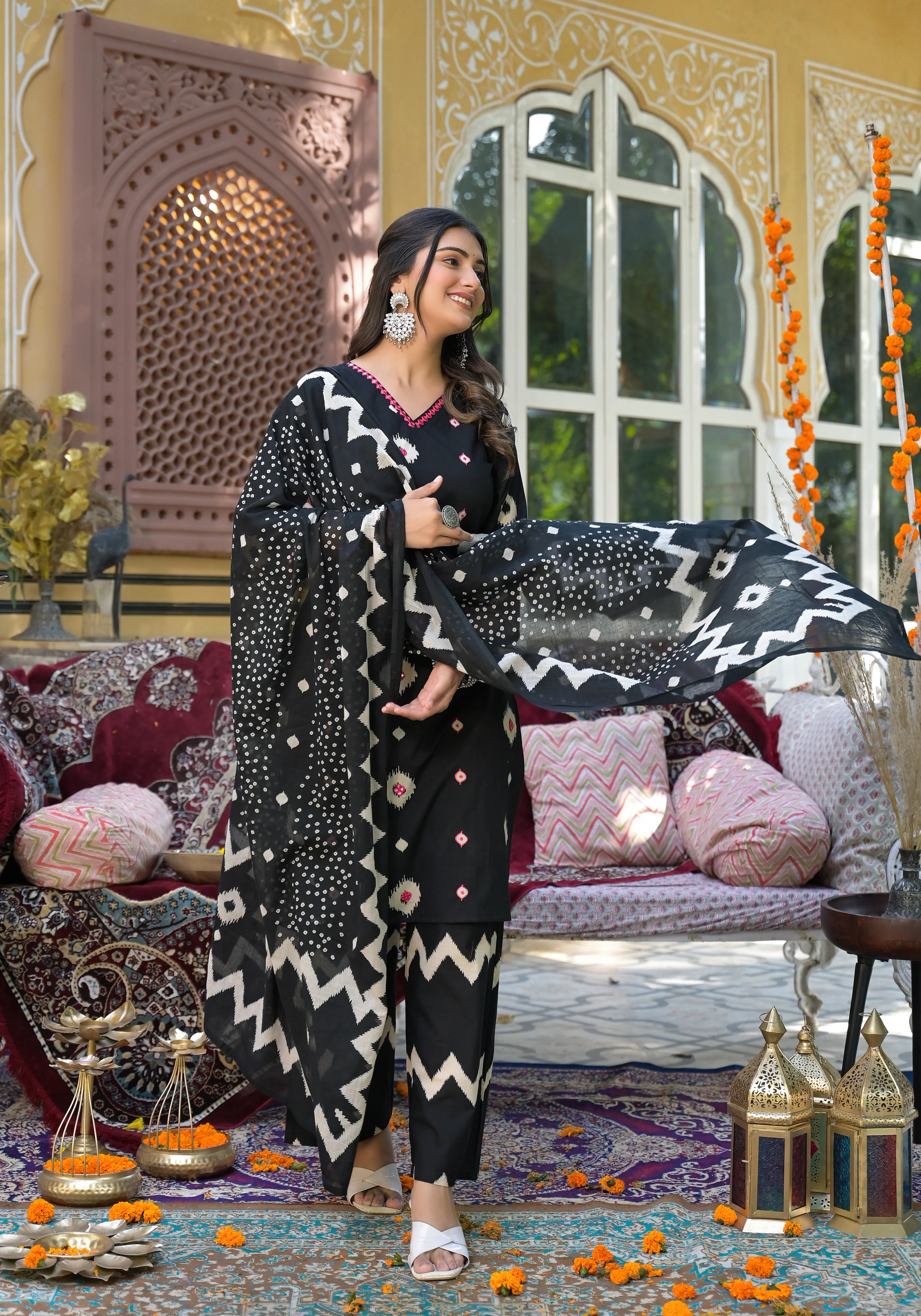 ARANYA ONYX IKAT PRINT COTTON SUIT SET - Image 8