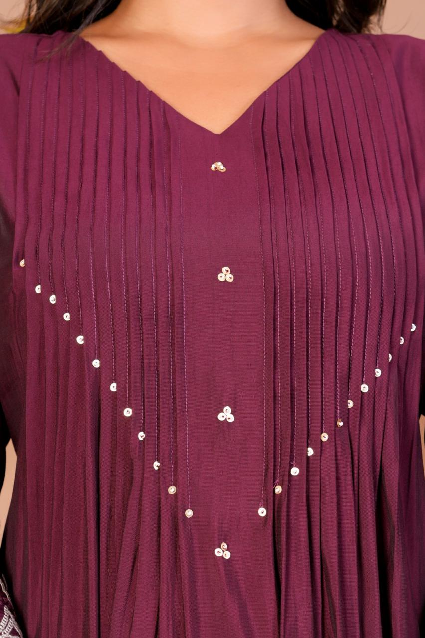 SNEHA PLUM EMBROIDERED KURTI - Image 4