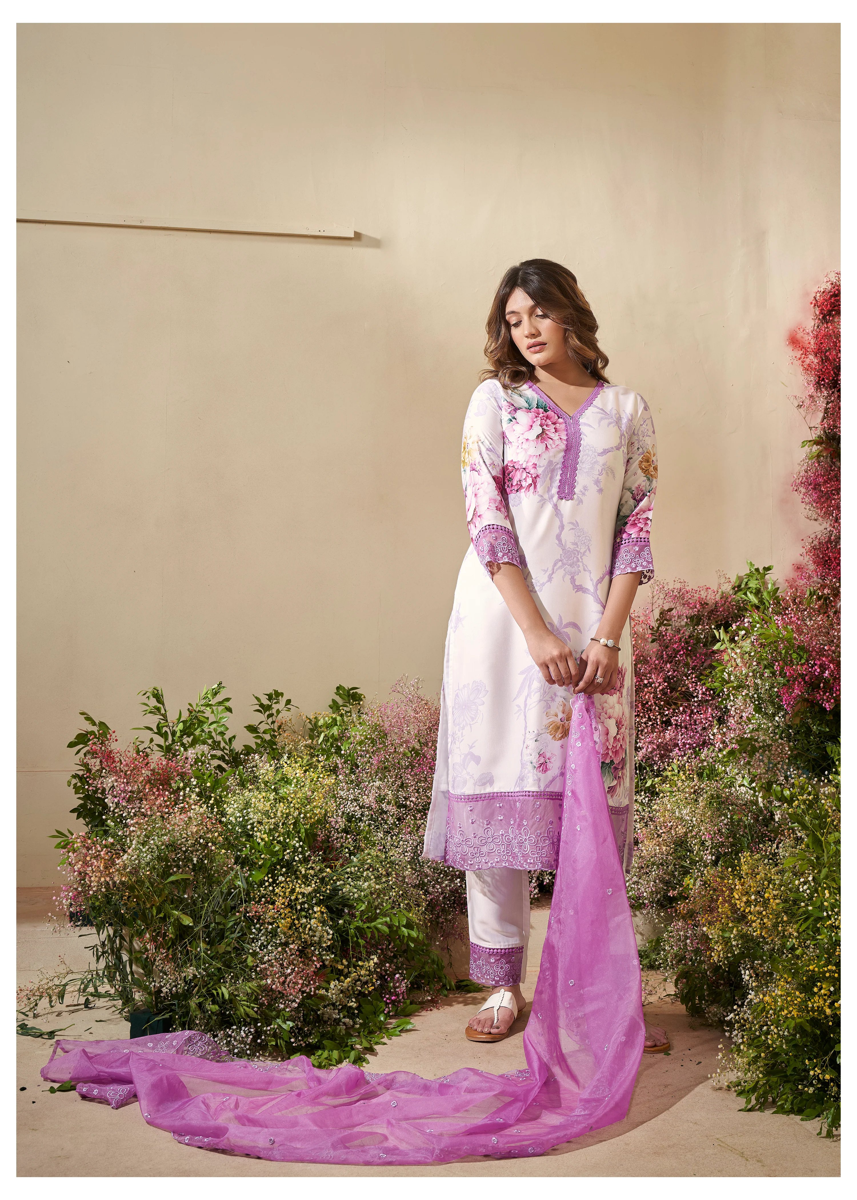 VEDA PURPLE FLORAL PRINTED SUIT SET - Image 4