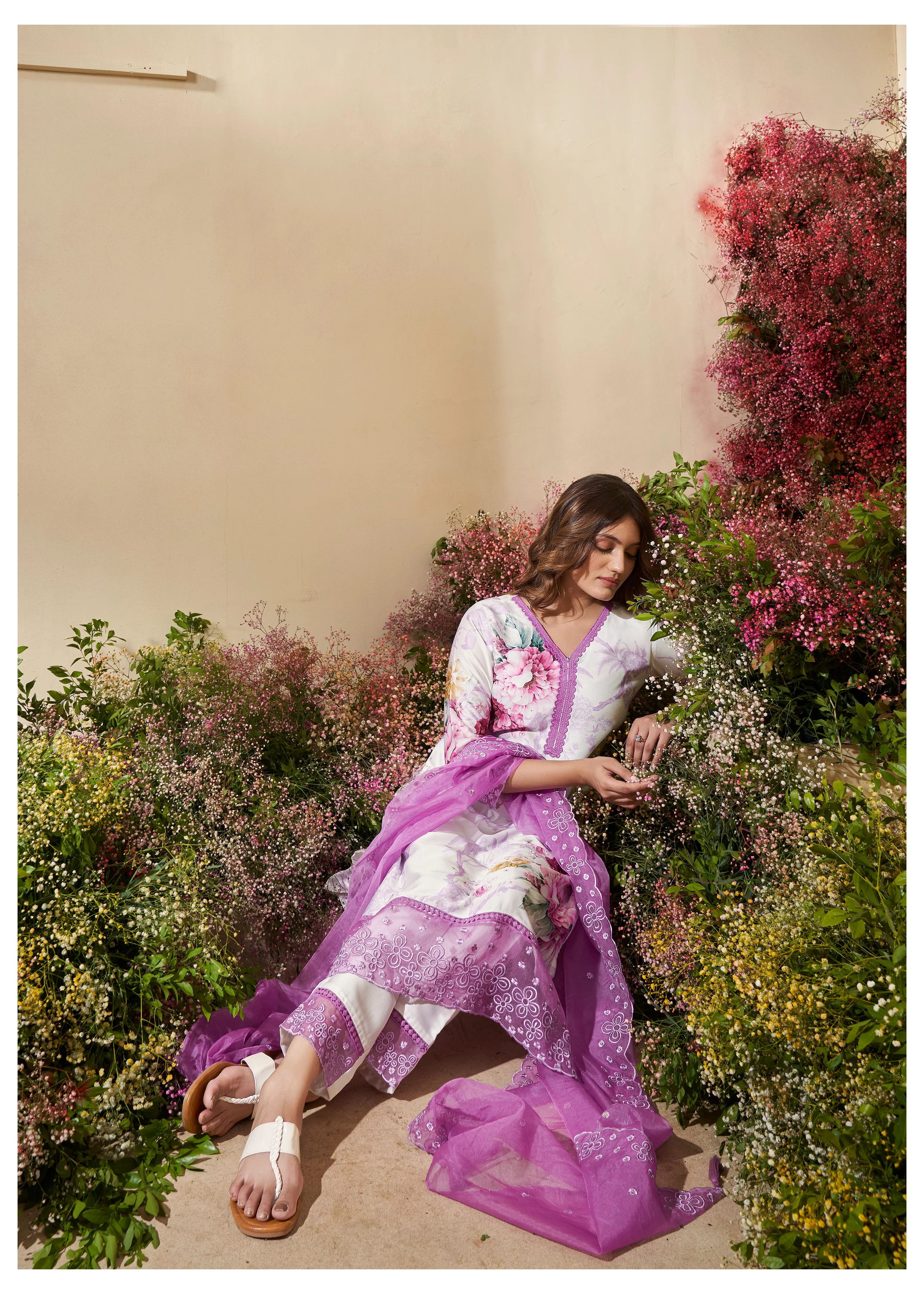 VEDA PURPLE FLORAL PRINTED SUIT SET - Image 5