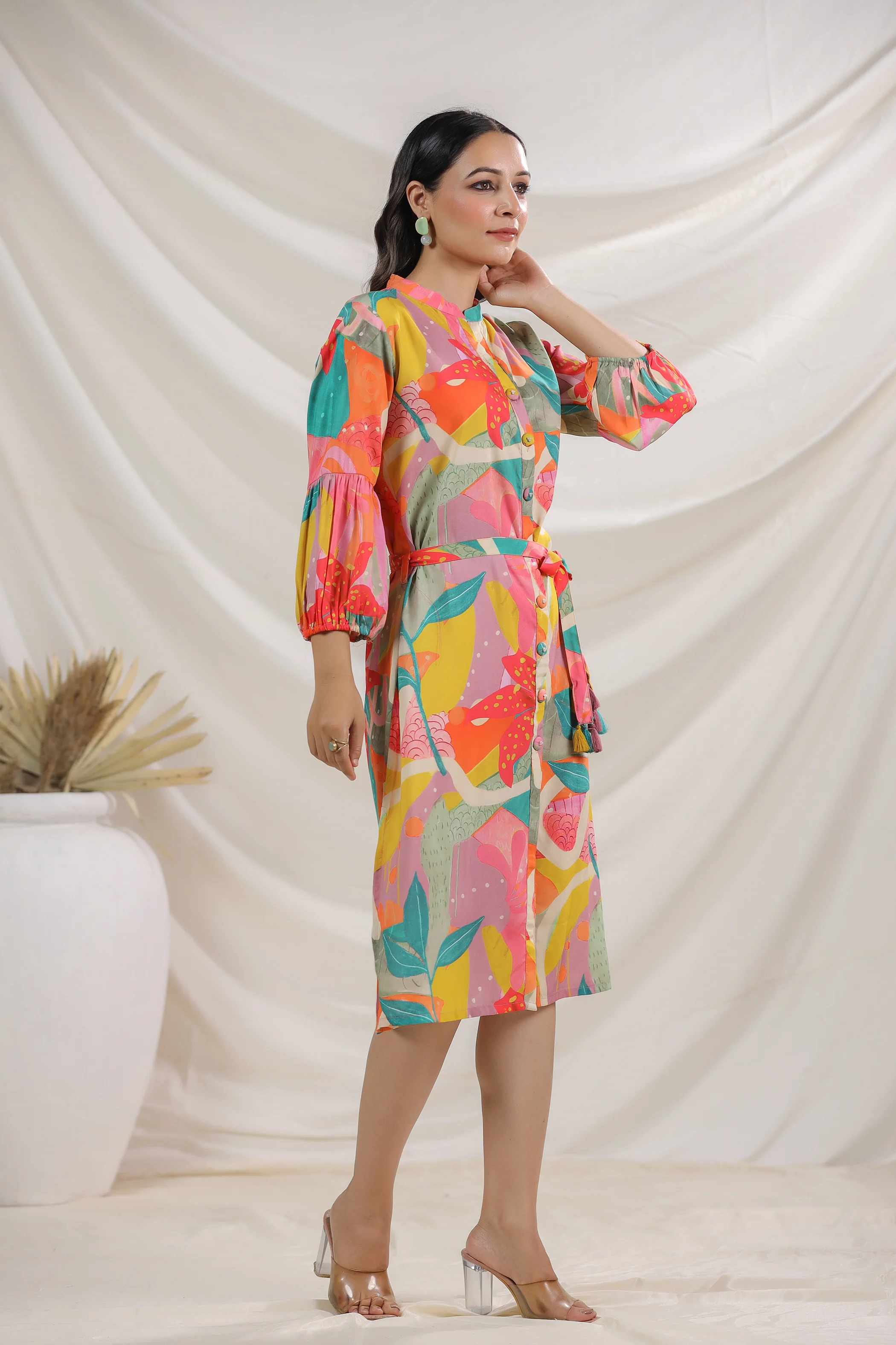 Harshini Tangerine Abstract Dress - Image 10