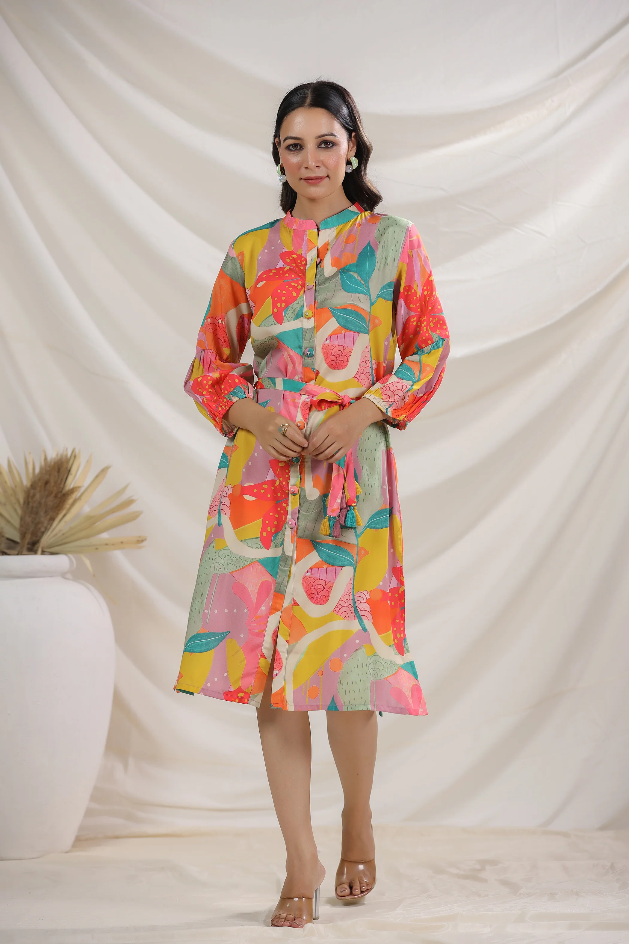 Harshini Tangerine Abstract Dress - Image 11