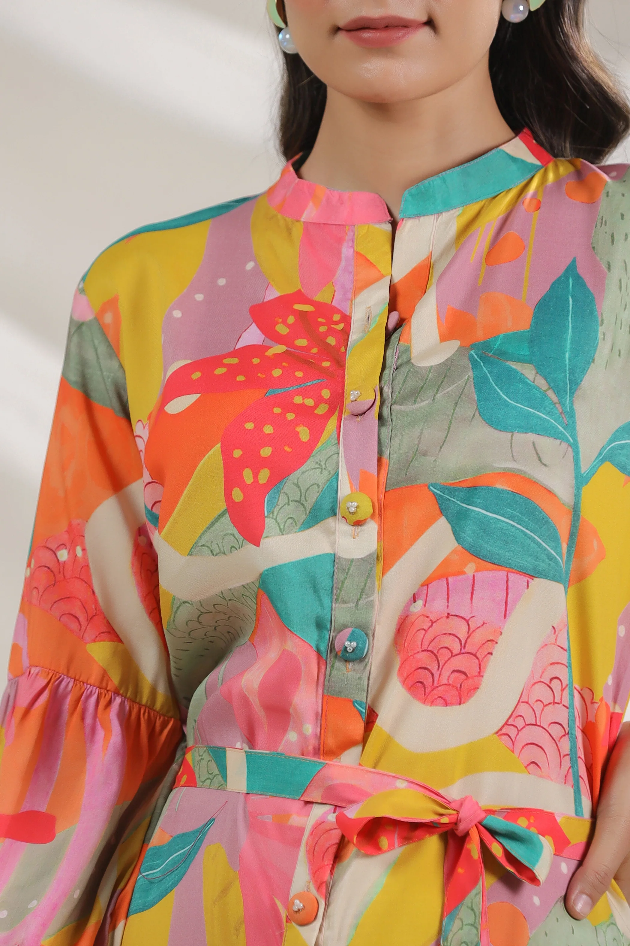 Harshini Tangerine Abstract Dress - Image 12