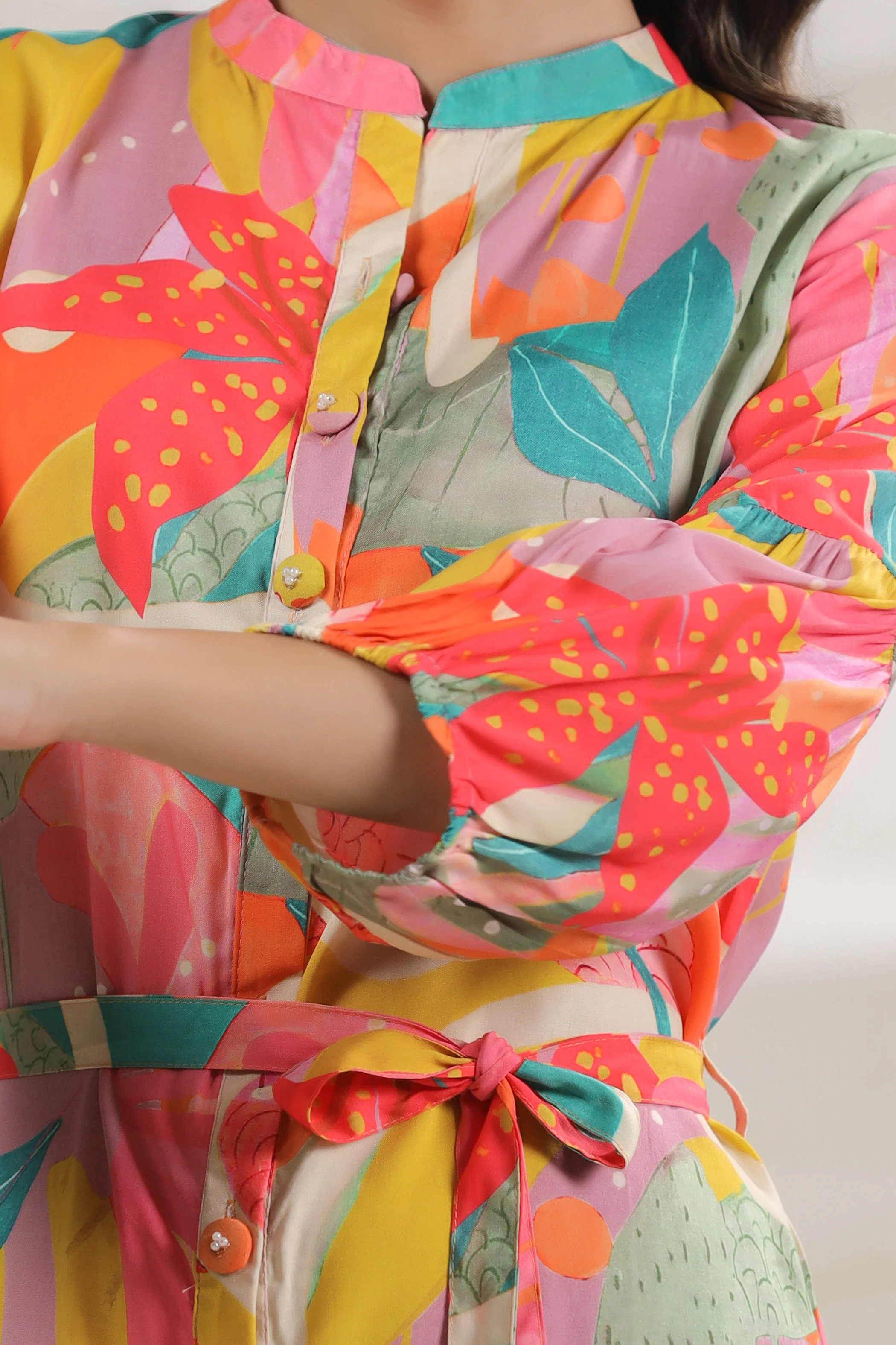 Harshini Tangerine Abstract Dress - Image 3