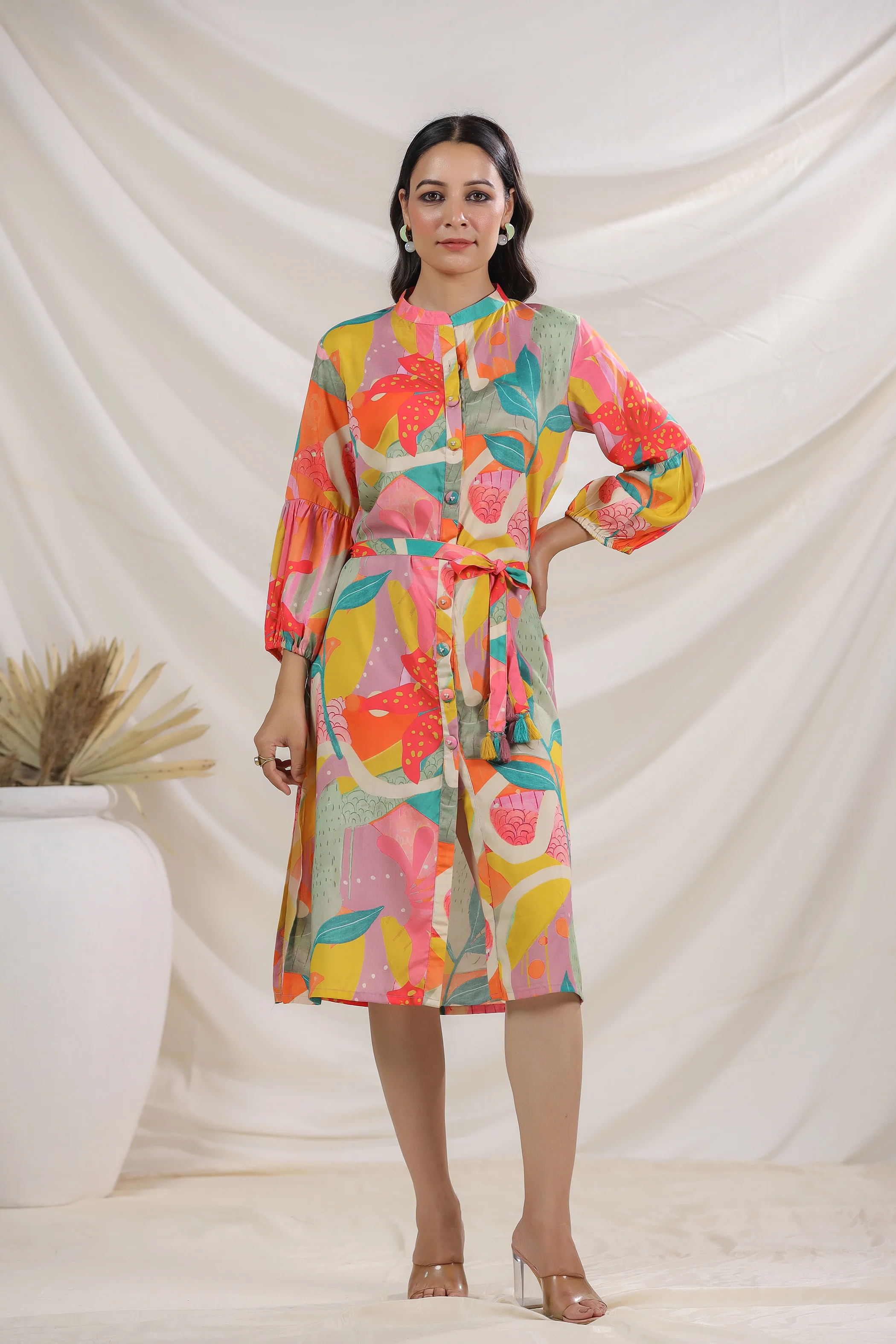 Harshini Tangerine Abstract Dress - Image 6