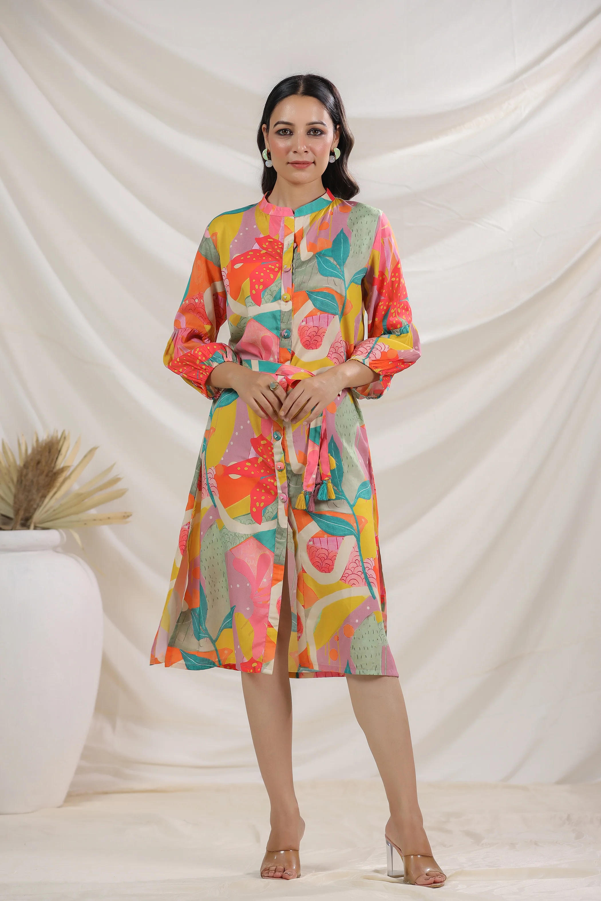 Harshini Tangerine Abstract Dress - Image 7