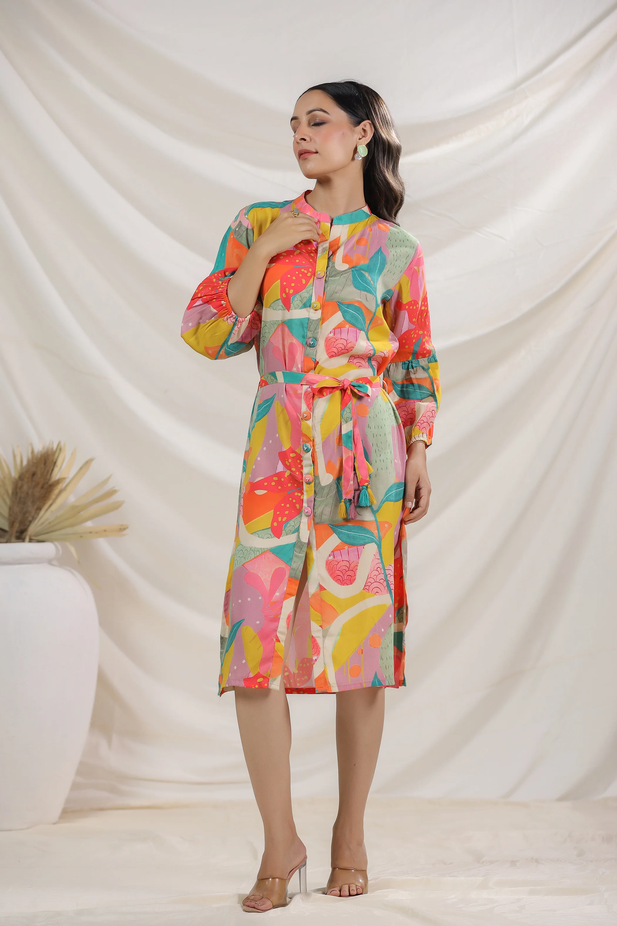 Harshini Tangerine Abstract Dress - Image 8