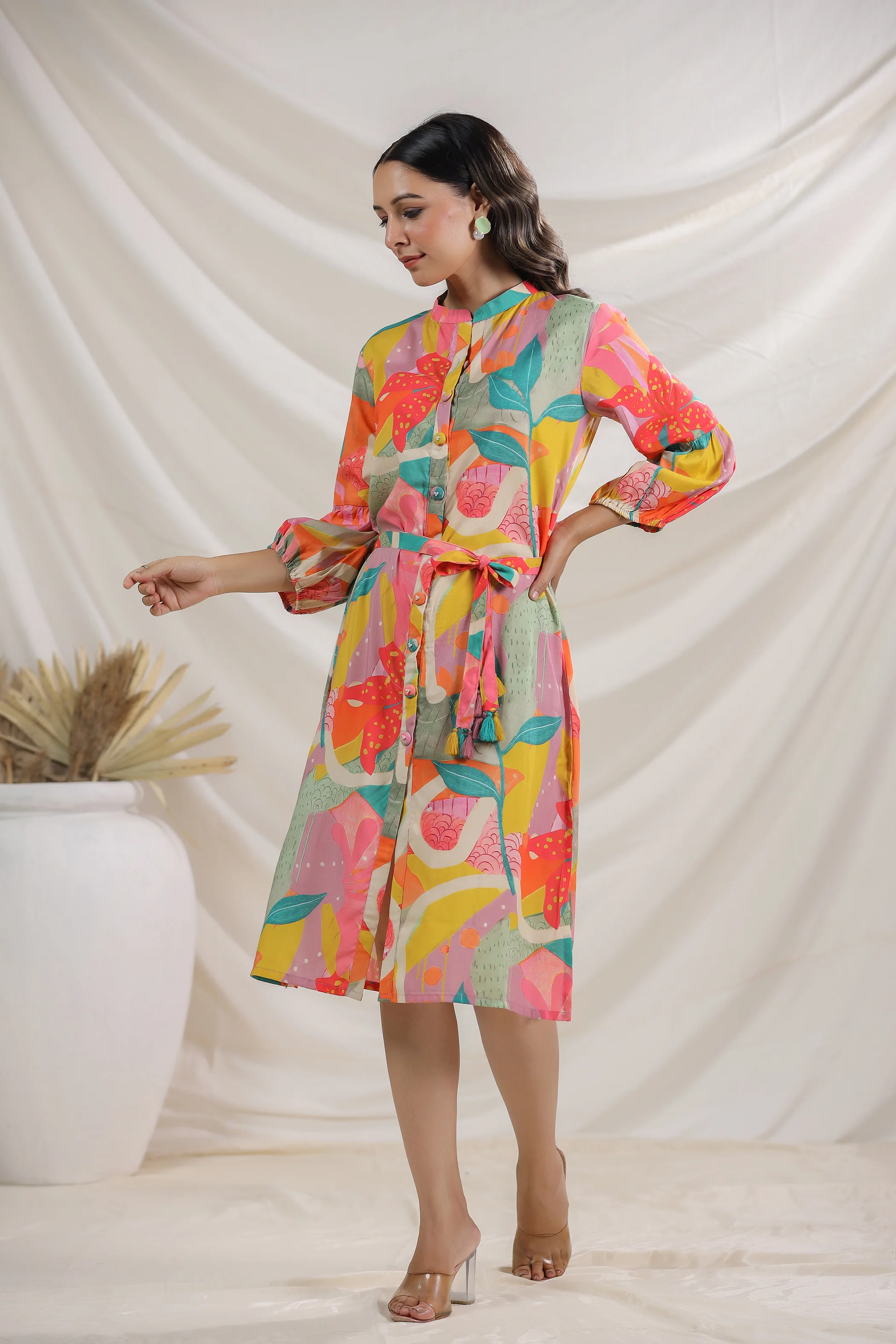 Harshini Tangerine Abstract Dress - Image 9