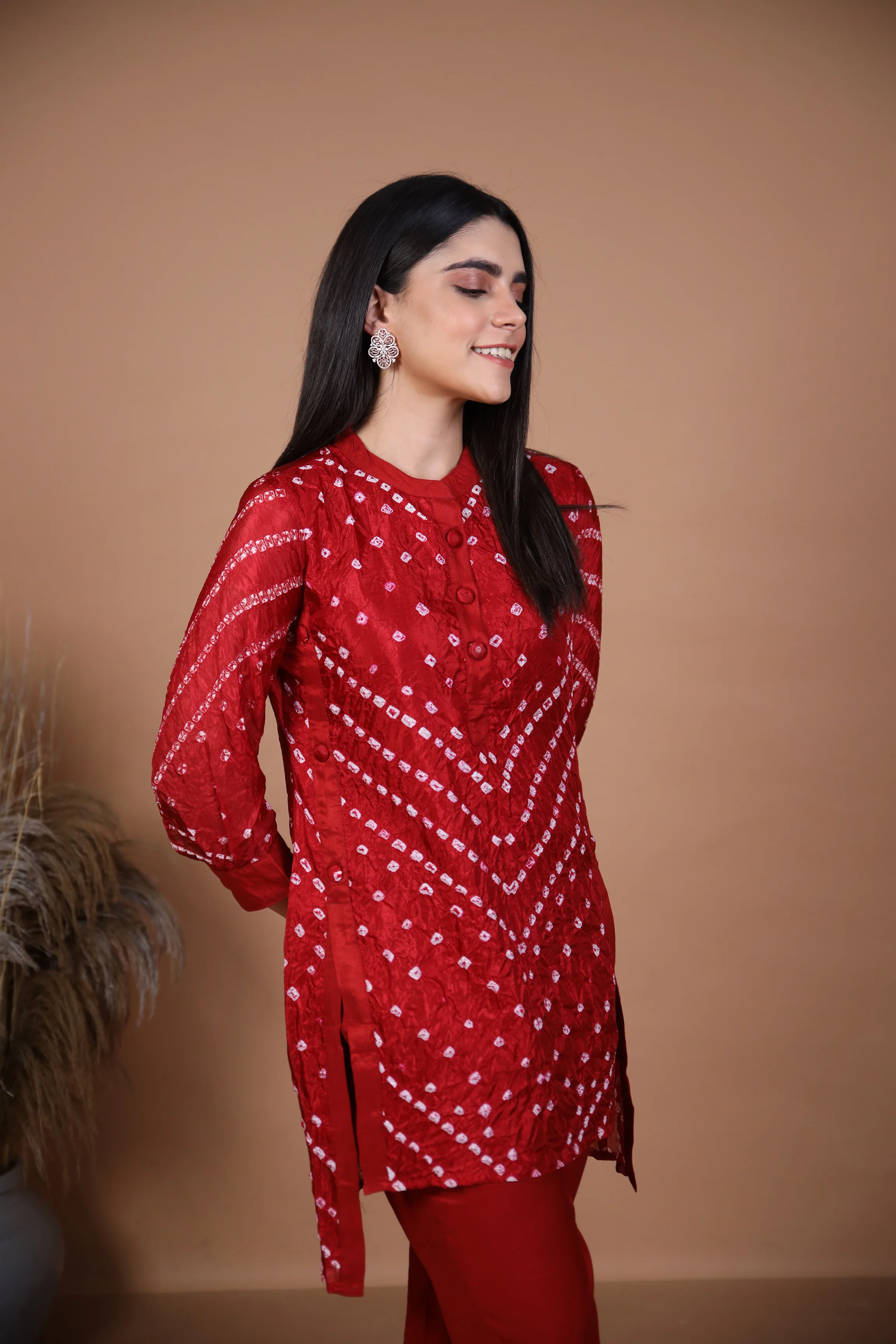 Kalindi Maroon Bandhej Co-ord Set - Image 7