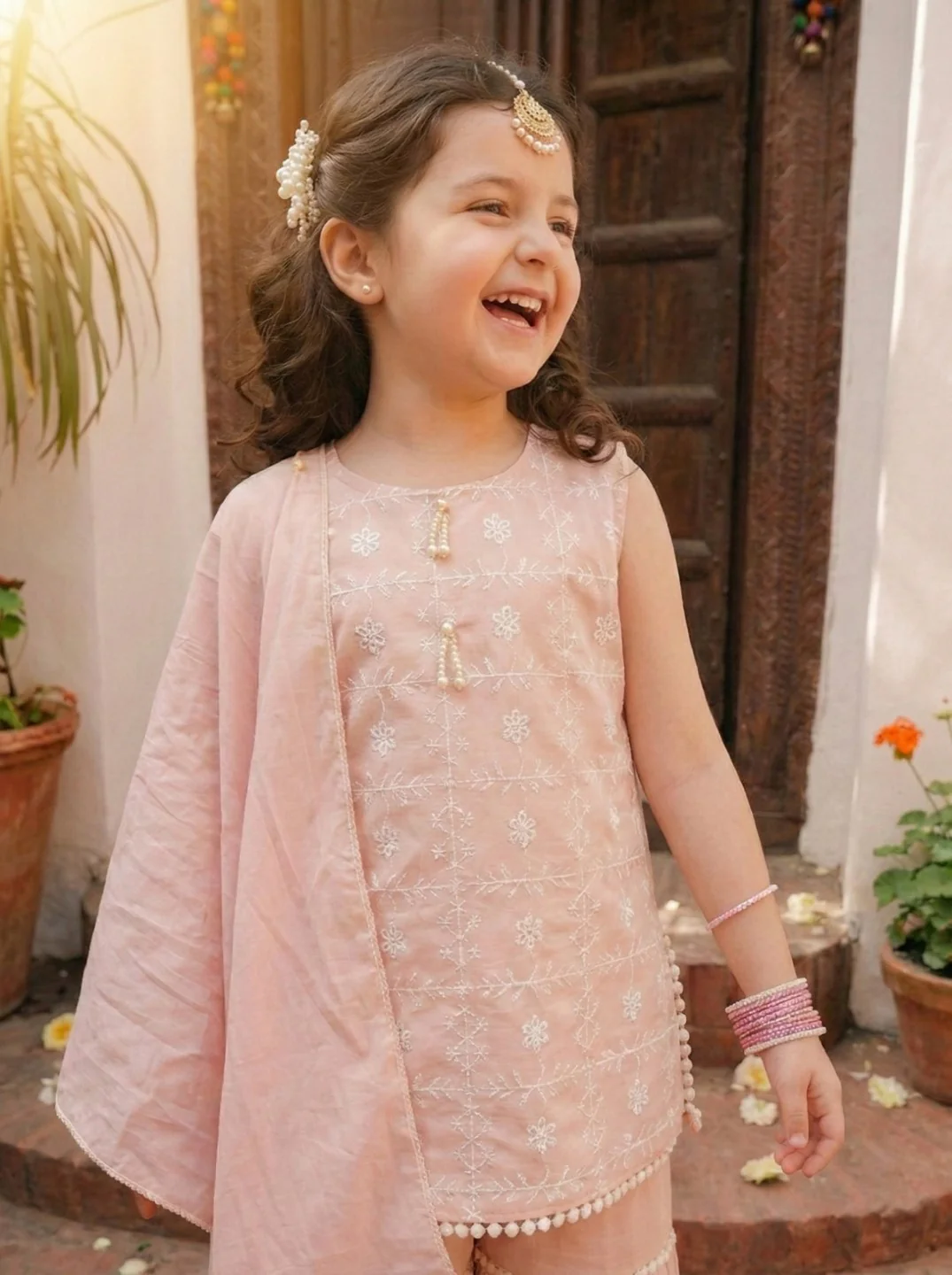 Joy taffy embroidery kids cotton suit set - Image 10