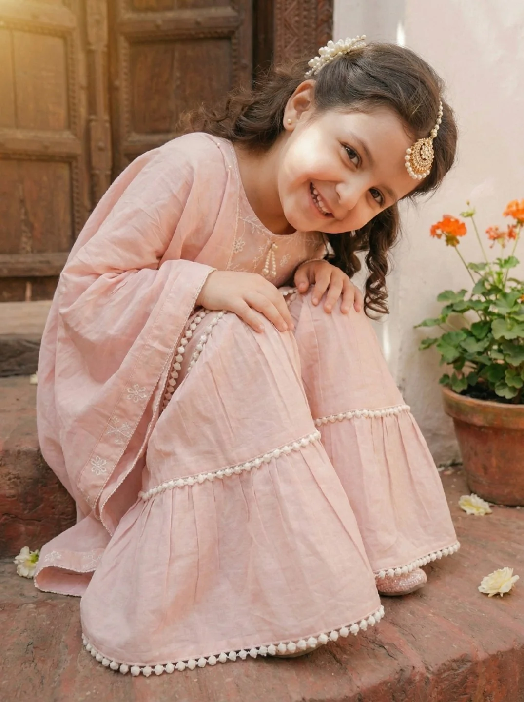 Joy taffy embroidery kids cotton suit set - Image 11