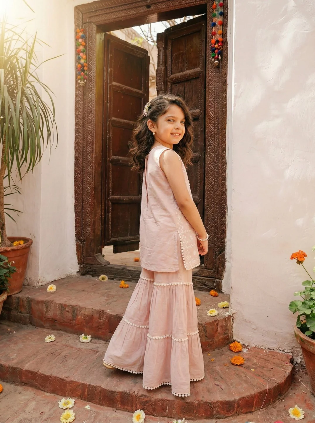 Joy taffy embroidery kids cotton suit set - Image 2
