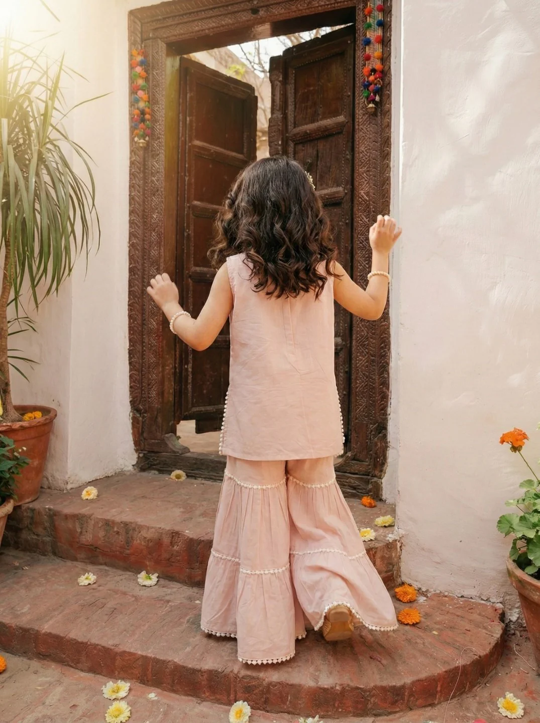 Joy taffy embroidery kids cotton suit set - Image 3