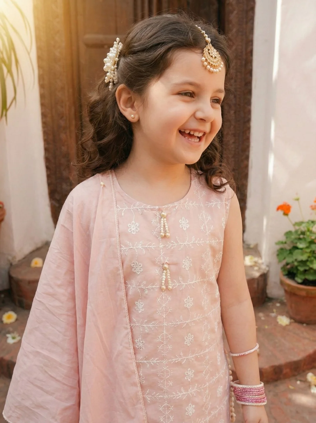 Joy taffy embroidery kids cotton suit set - Image 7