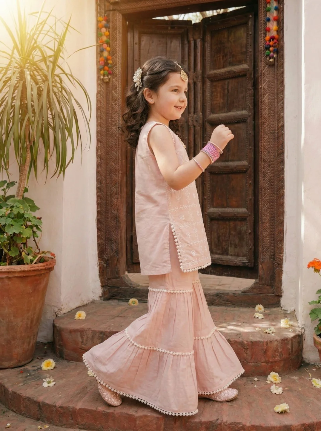Joy taffy embroidery kids cotton suit set - Image 8