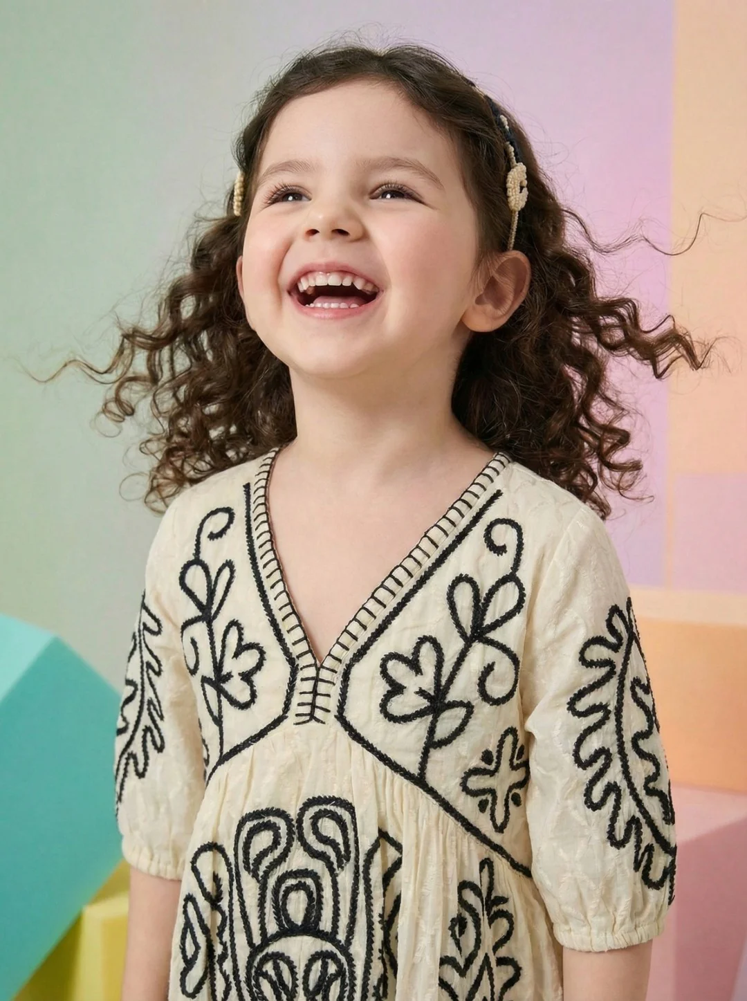 Joy Mono Embroidery Cotton Dress - Image 4
