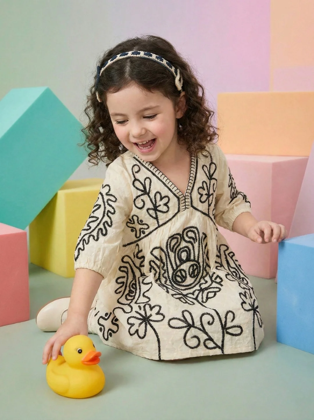 Joy Mono Embroidery Cotton Dress - Image 5