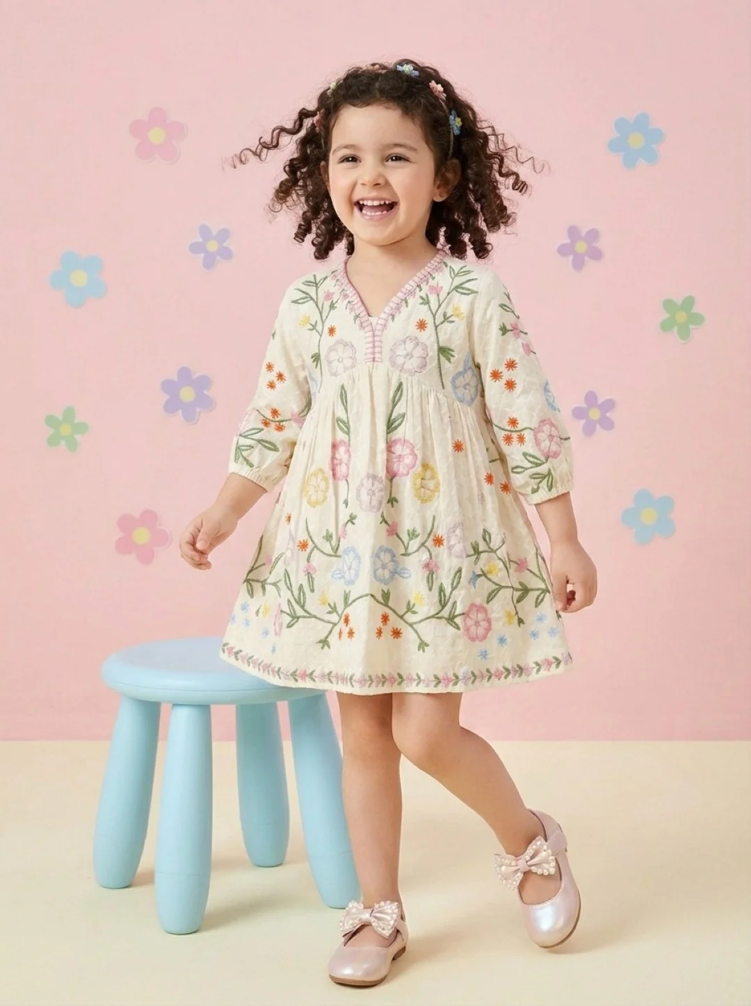 Joy daisy embroidery cotton dress - Image 7