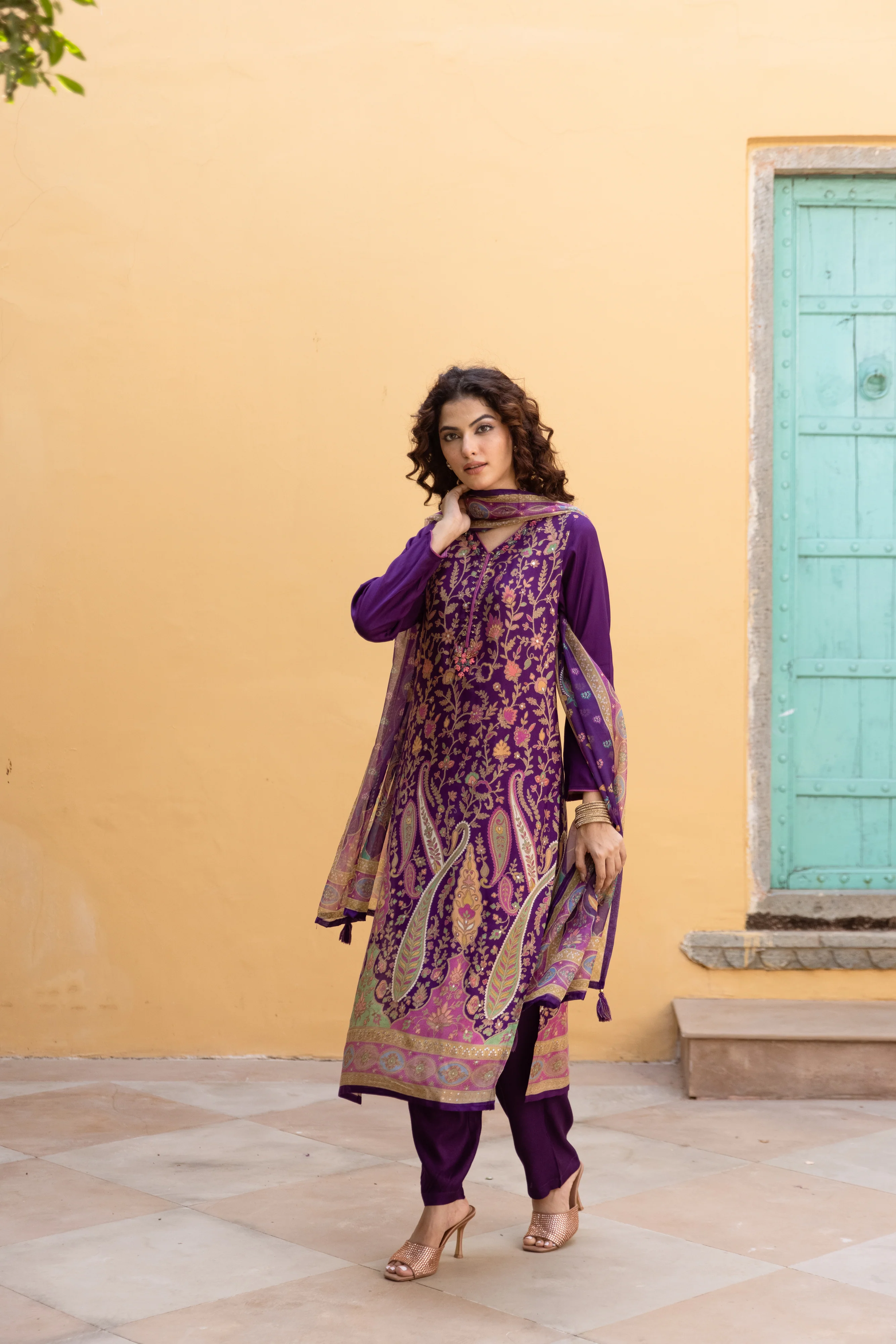 Saisha Orchid Premium Digital Print Muslin Suit Set - Image 6
