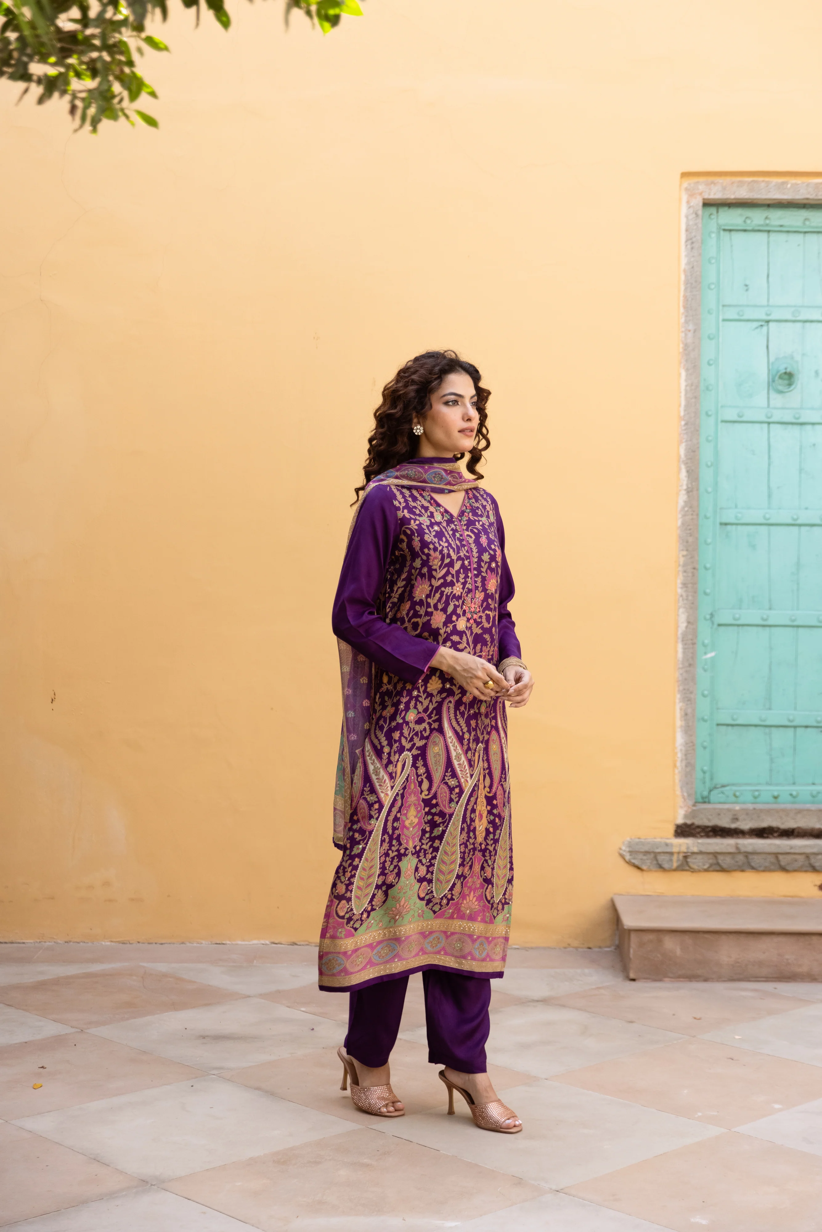 Saisha Orchid Premium Digital Print Muslin Suit Set - Image 7