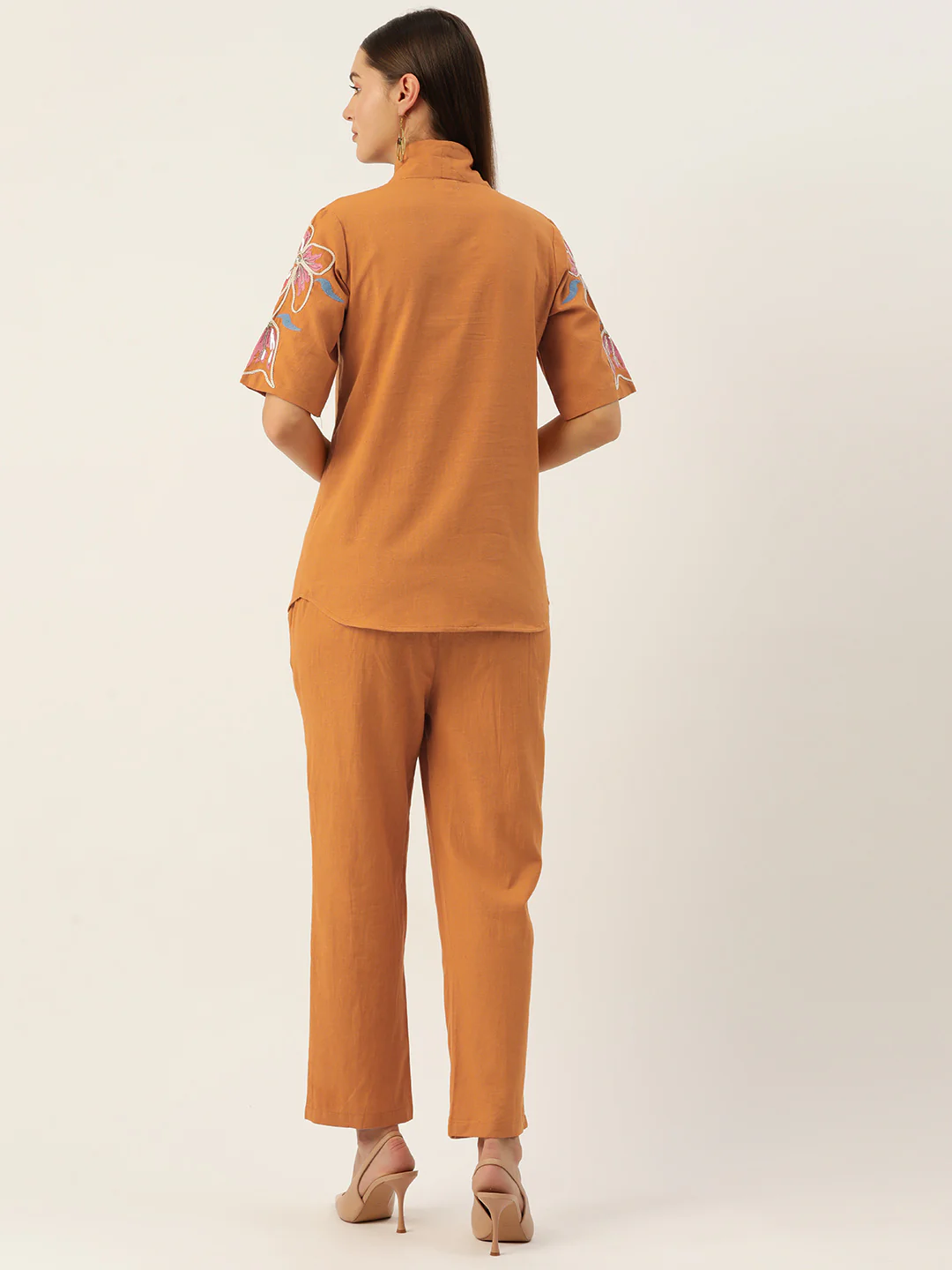 TUSHKI ORANGE EMBROIDERY COTTON CO-ORD SET - Image 5