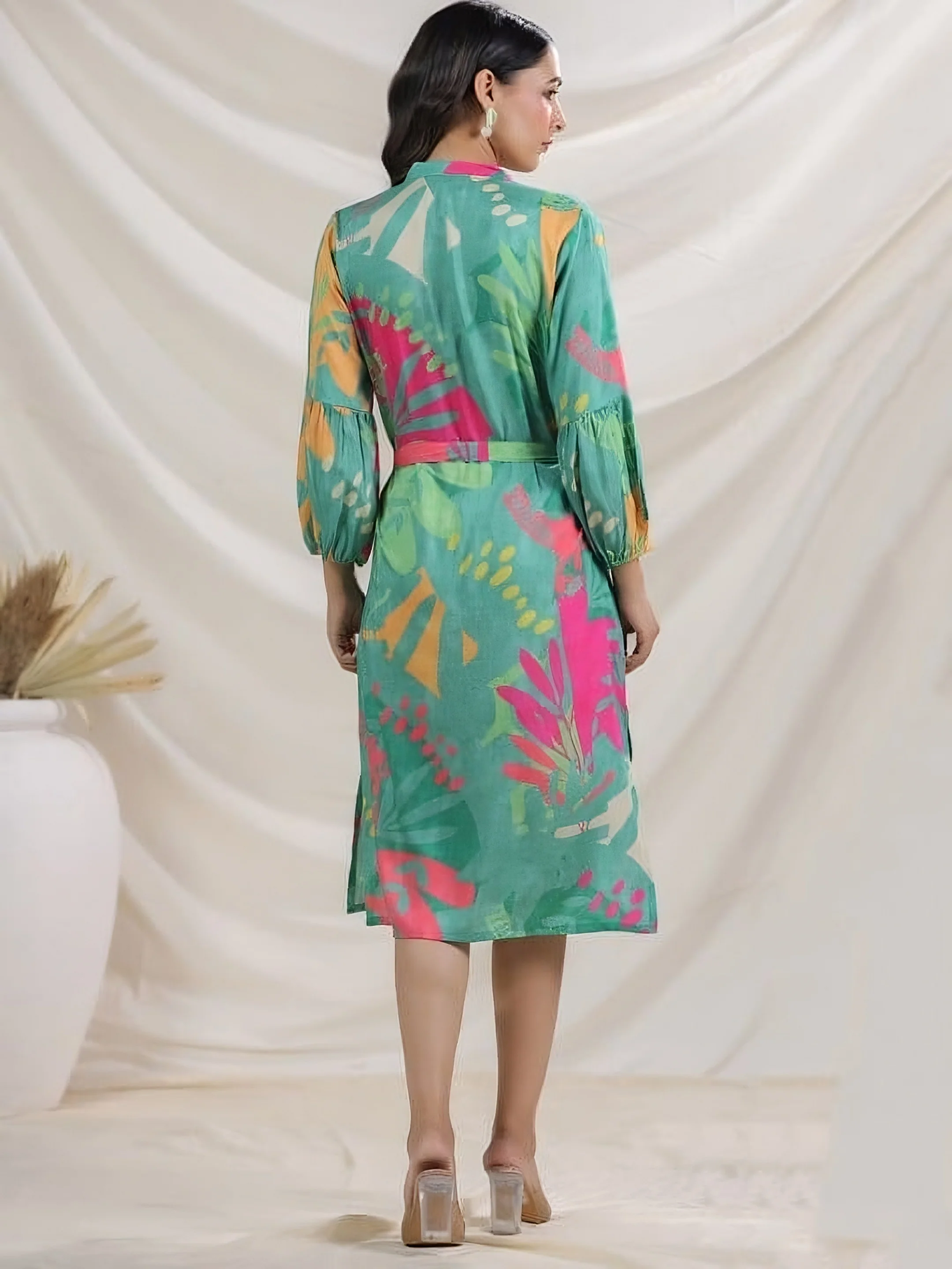 Harshini Teal Abstract Dress - Image 12