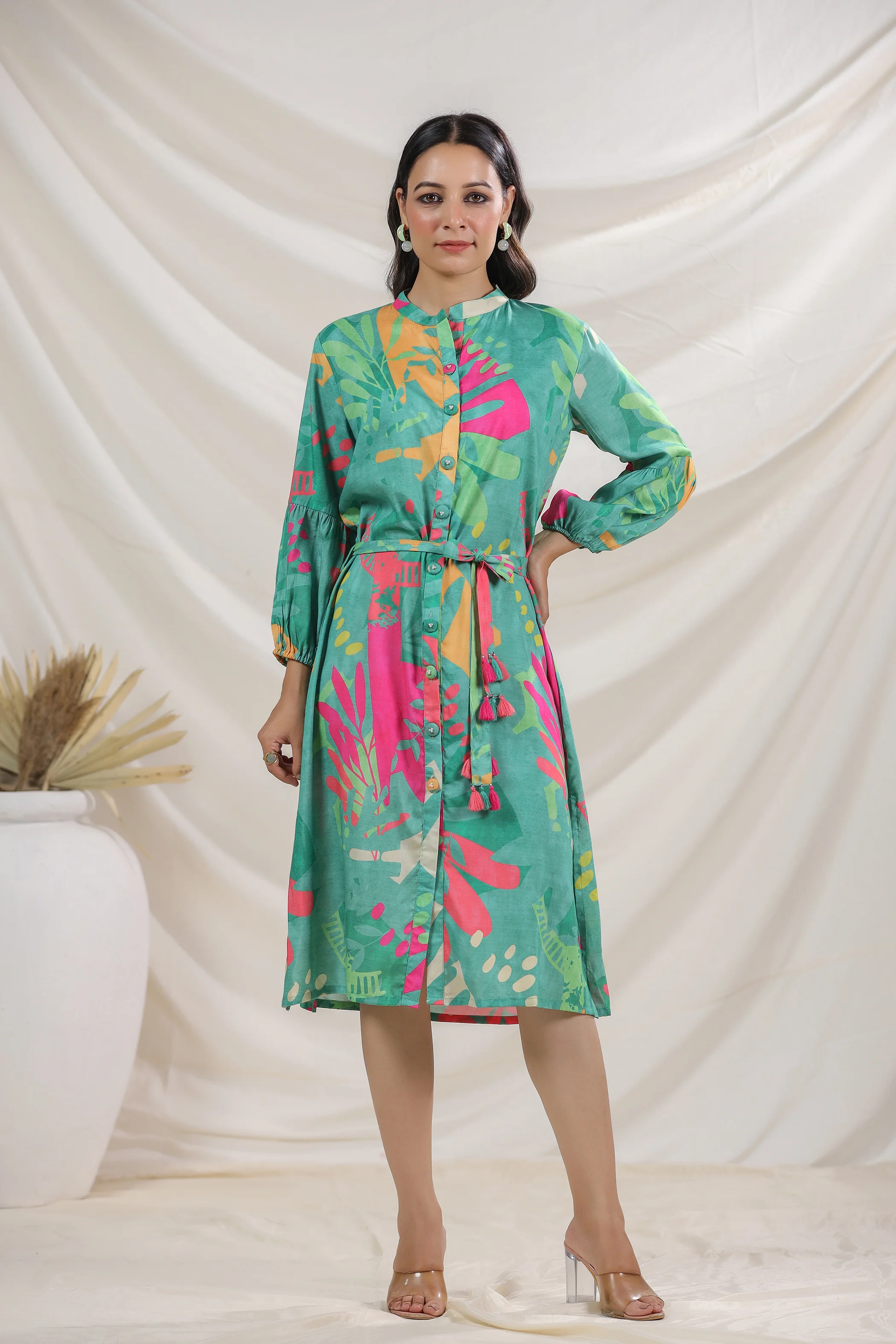 Harshini Teal Abstract Dress - Image 3