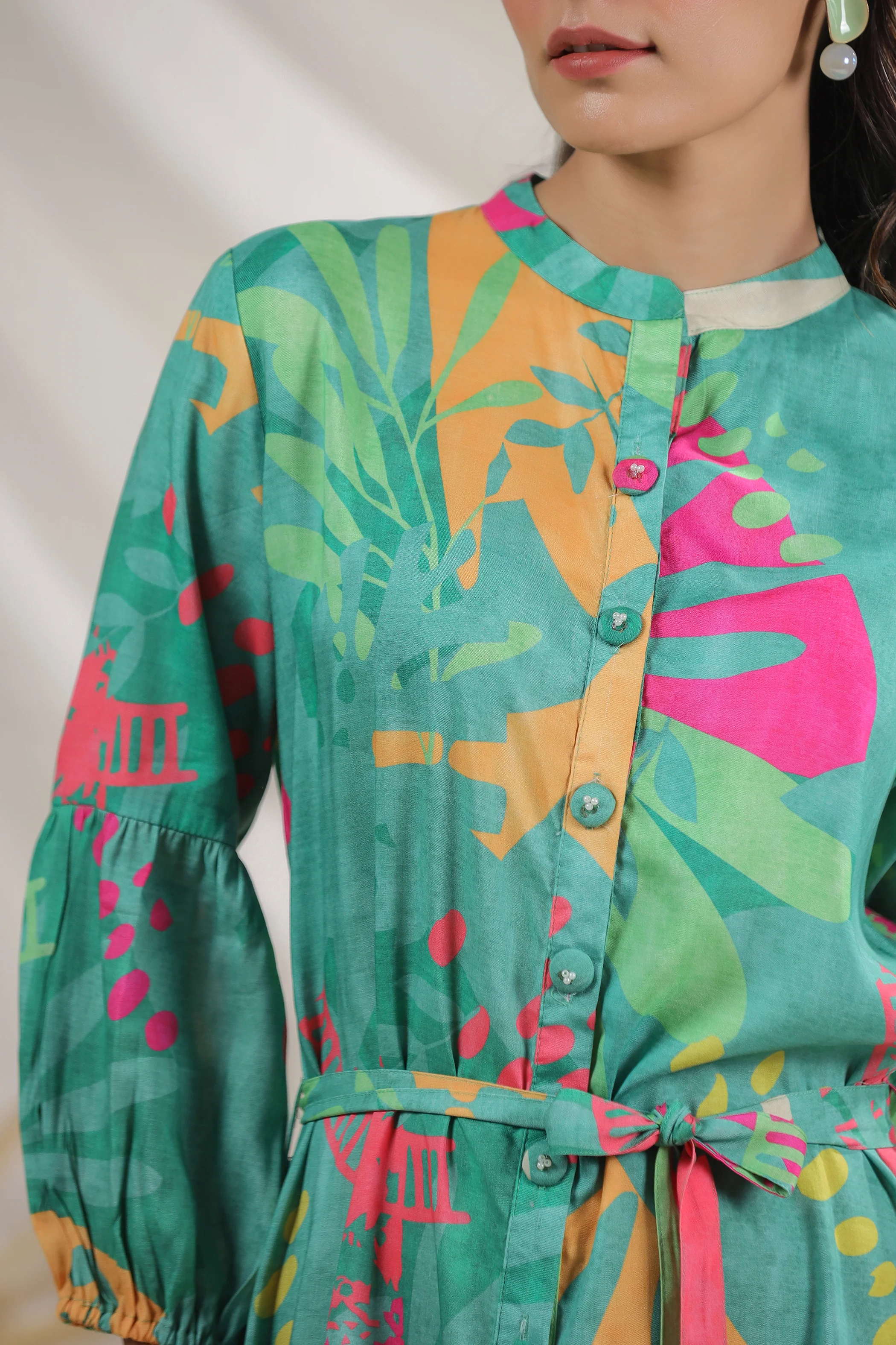Harshini Teal Abstract Dress - Image 9