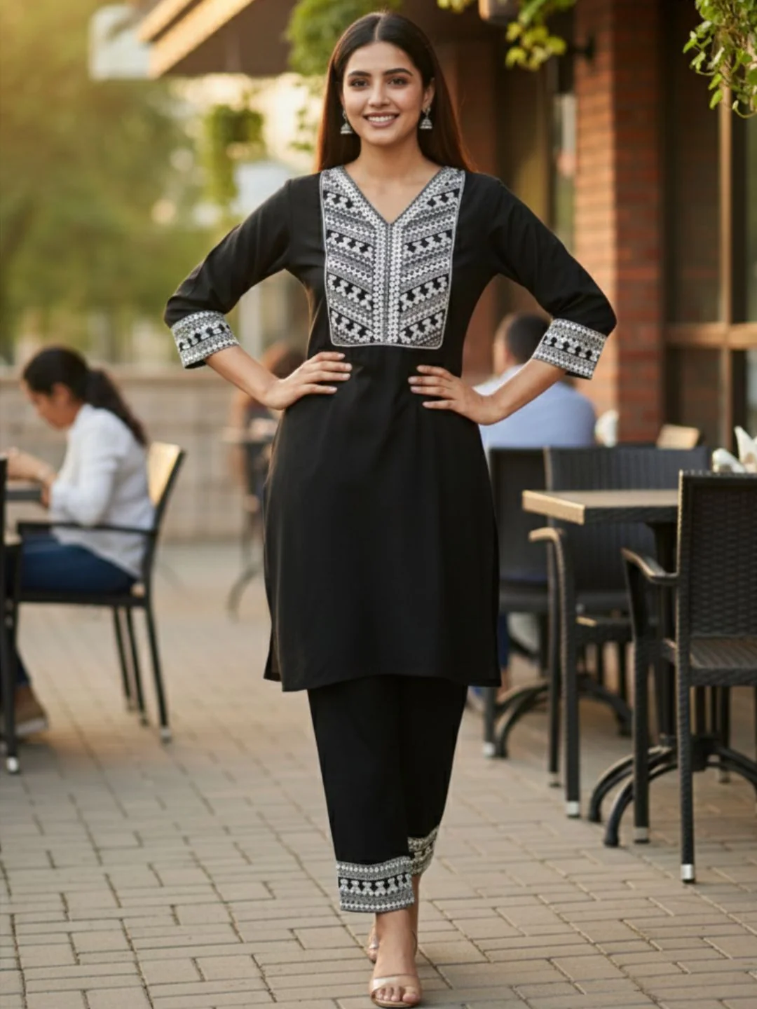 Leena Charcoal Embroidery Co-ord Set - Image 2