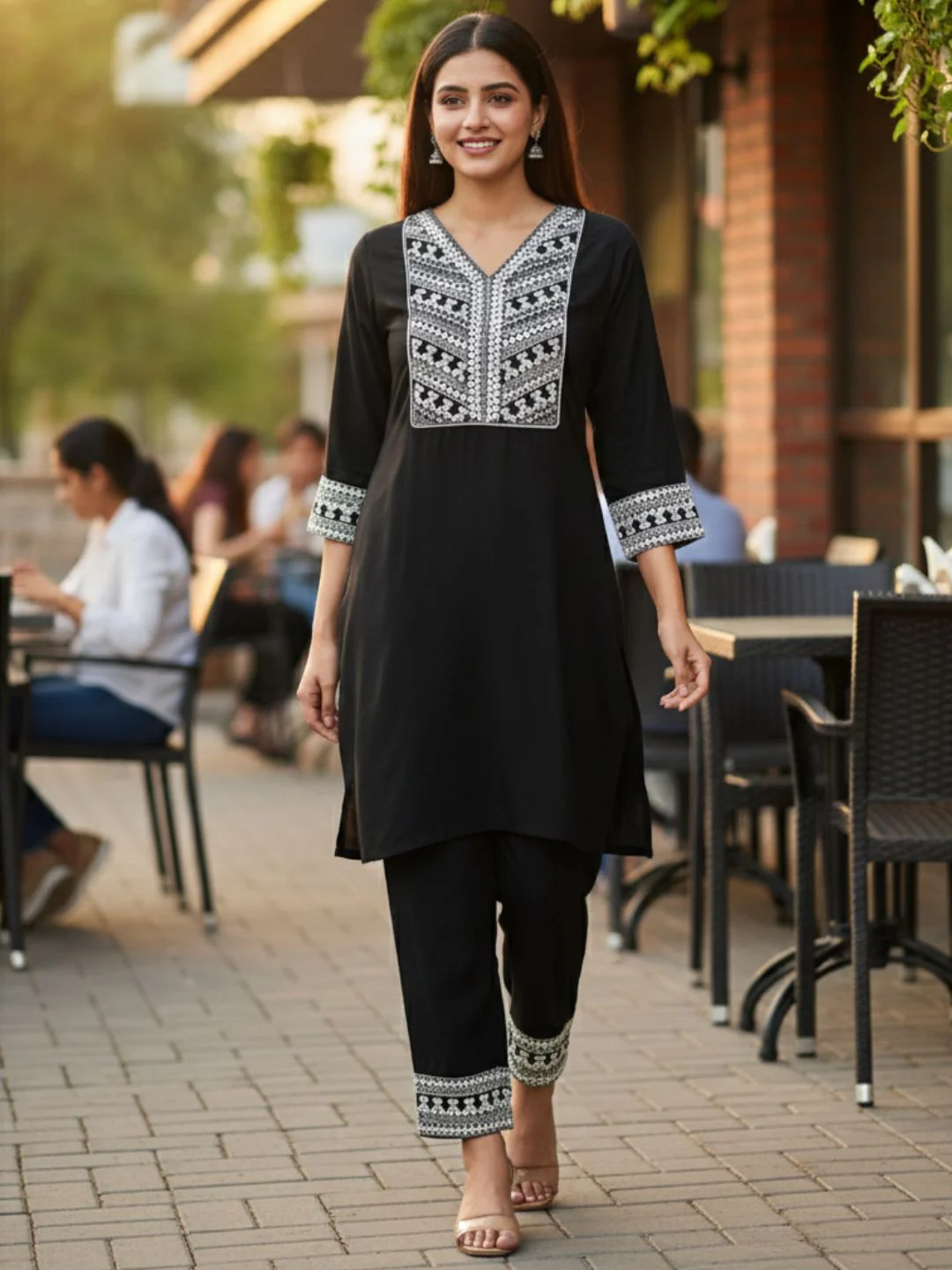Leena Charcoal Embroidery Co-ord Set - Image 3