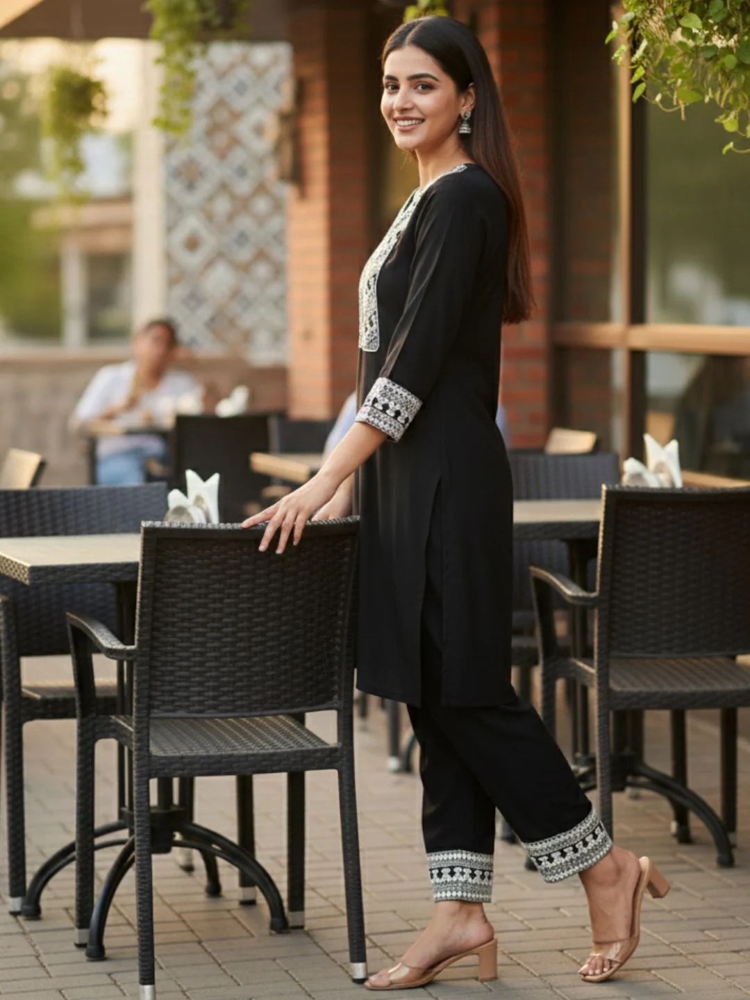 Leena Charcoal Embroidery Co-ord Set - Image 4