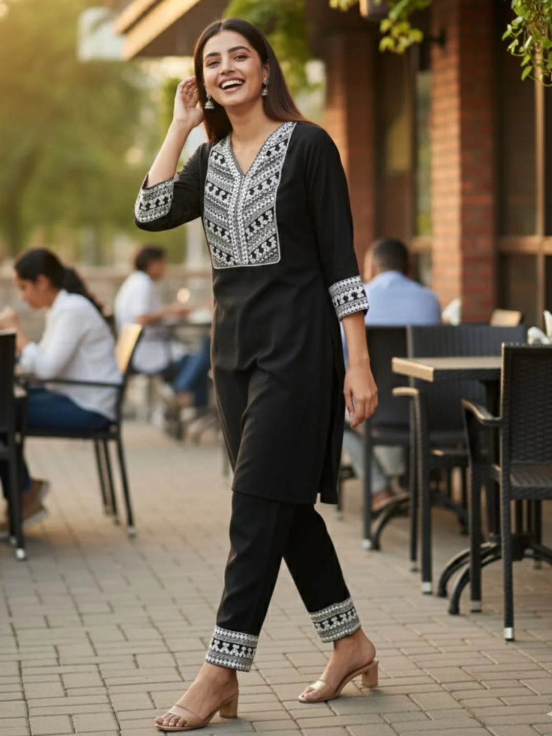 Leena Charcoal Embroidery Co-ord Set - Image 6