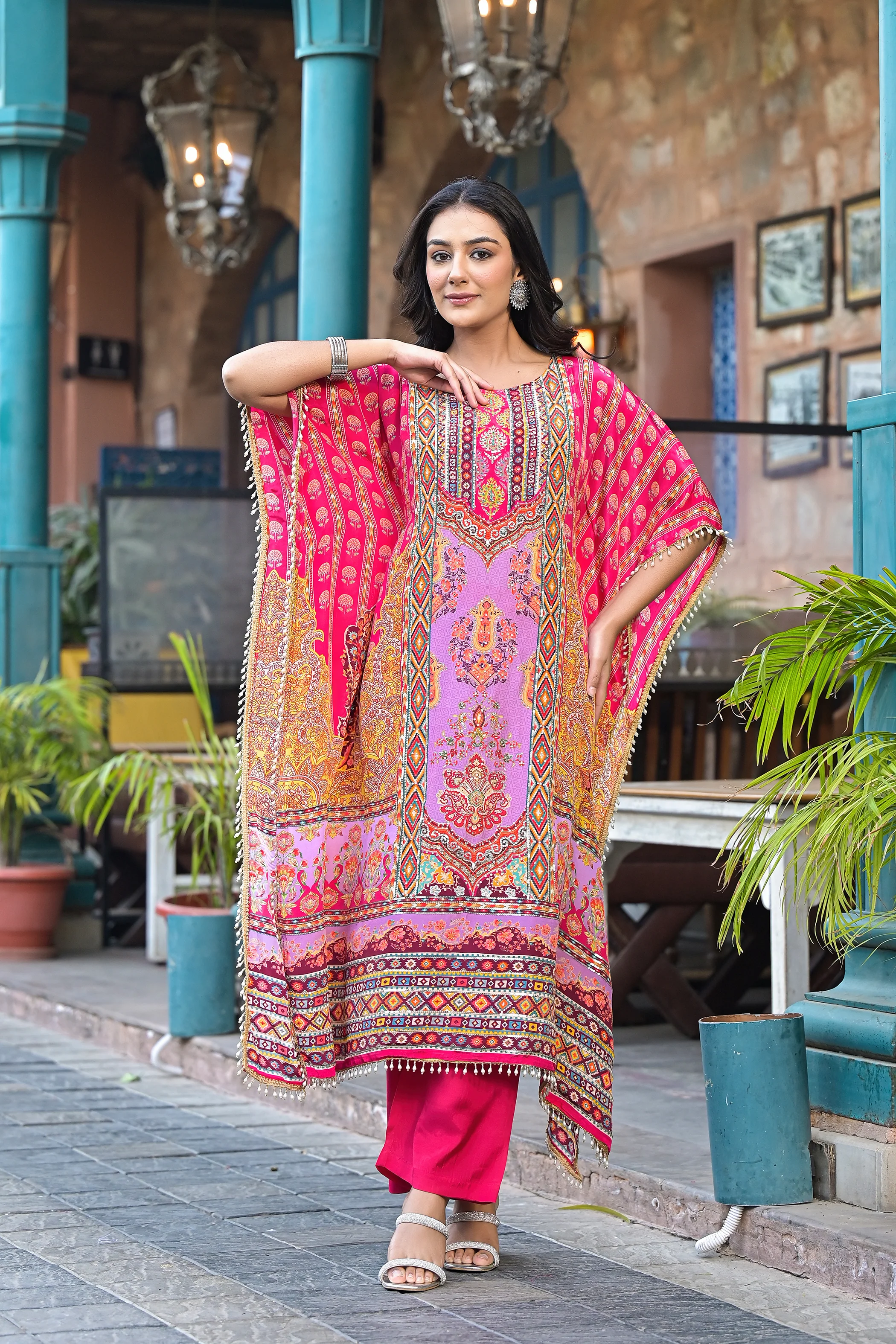 Mehna Blush Full Heavy Work Kaftan Pant Set - Image 3
