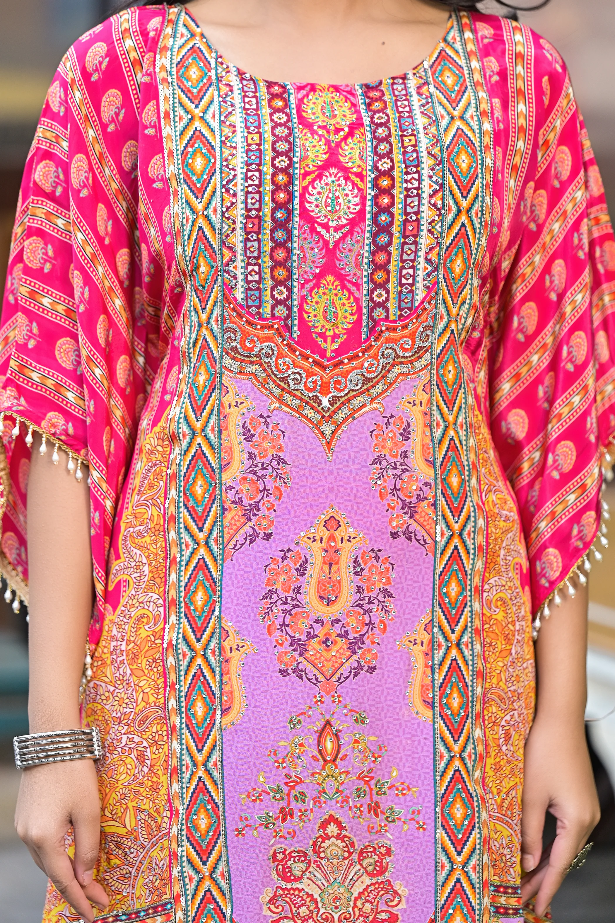 Mehna Blush Full Heavy Work Kaftan Pant Set - Image 4