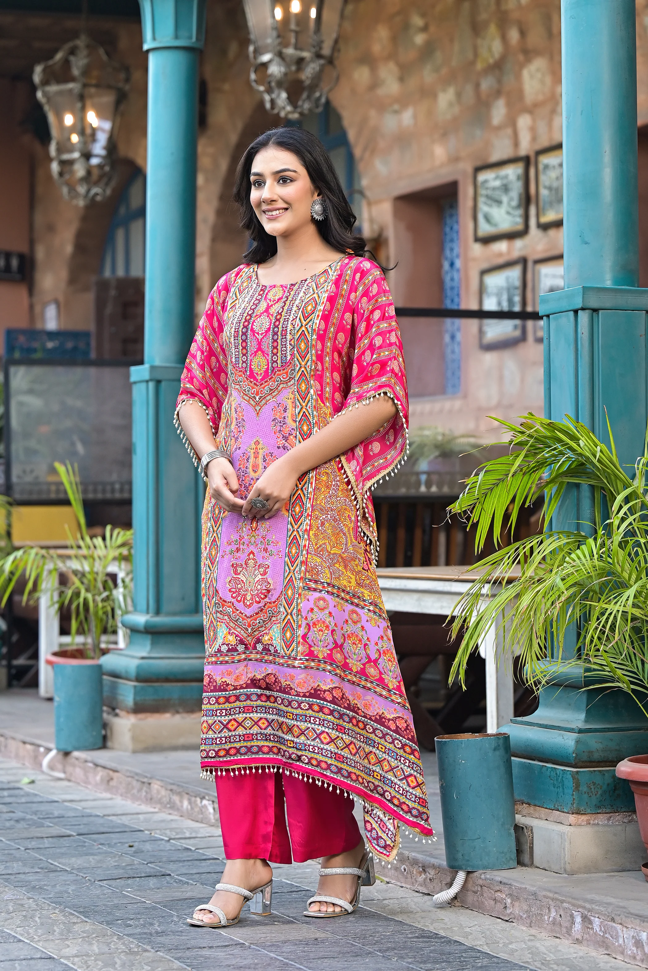 Mehna Blush Full Heavy Work Kaftan Pant Set - Image 5
